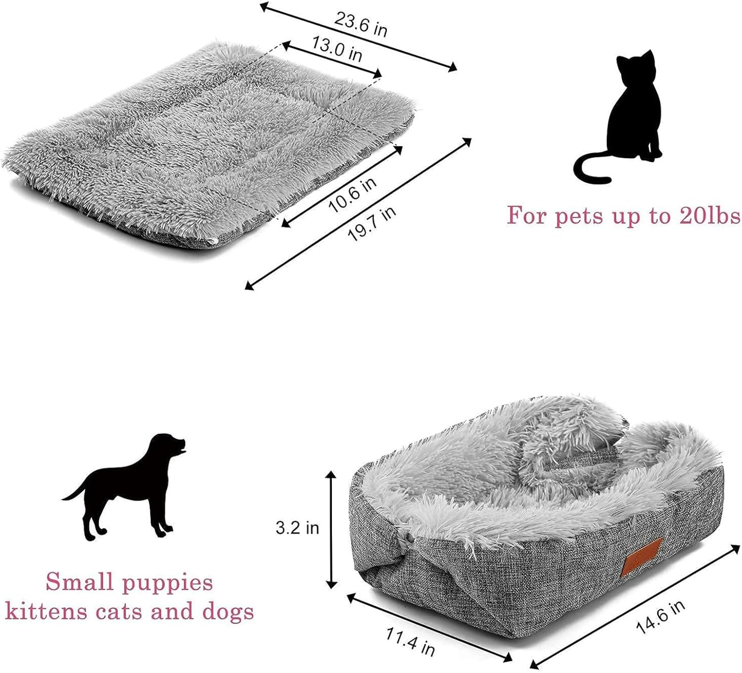 Roolisspa Cat Bed Small Dog Bed Self Warming Heating Cat Dog Mat Thermal Pet Pad for Indoor Outdoor Pets