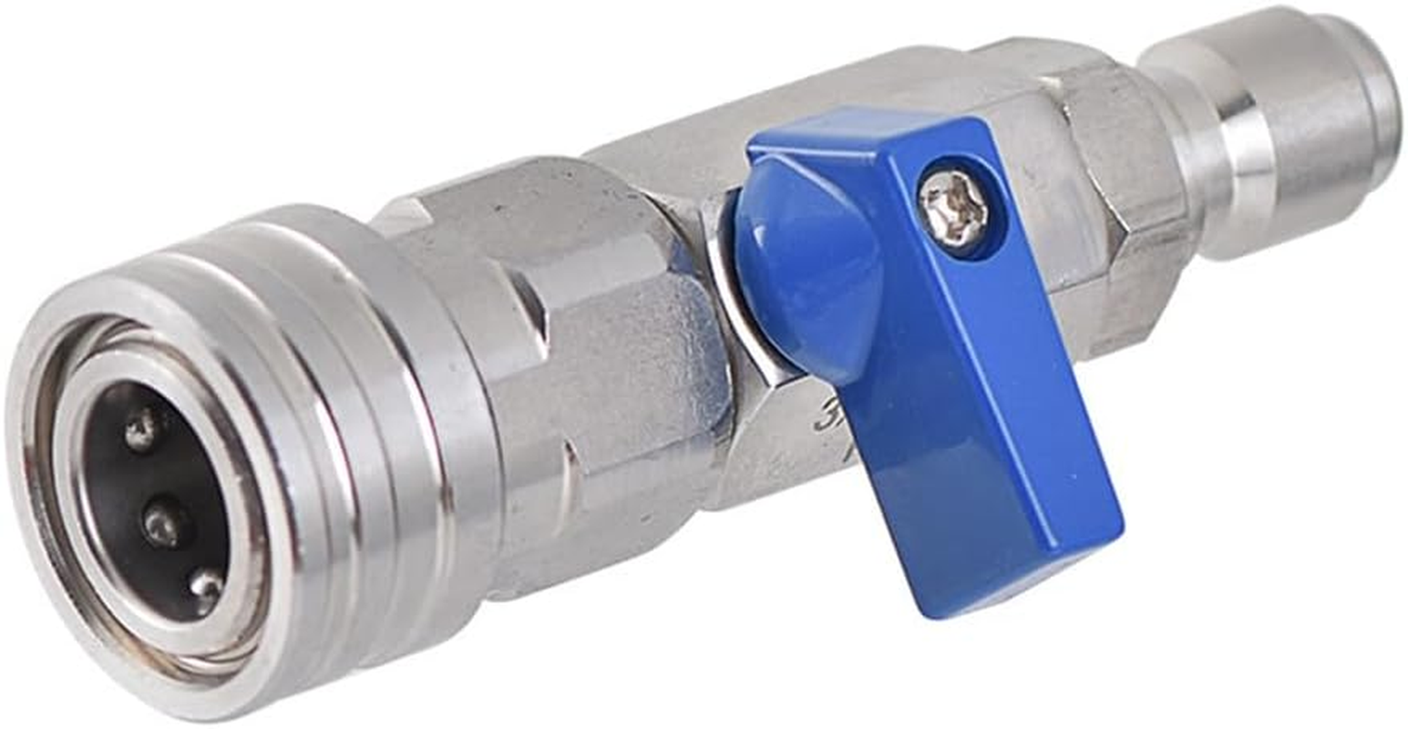 Elqater 1 PCS High Pressure Washer Ball Valve Kit 3/8 NPT Quick Connector 4500 PSI Silver&Blue Metal Ball Valve for Power Washer Hose image number 4