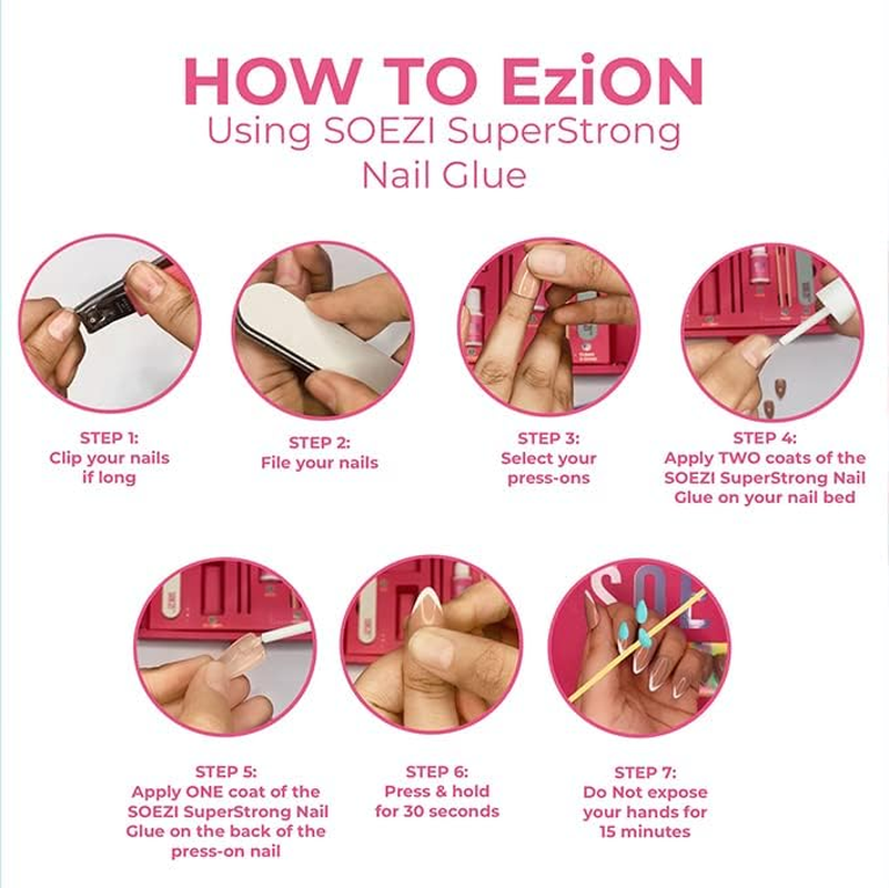 SOEZI Women'S Magic Dust Reusable SOEZI Press on Nails | Artificial False Nail Extension | Application Kit, Ezion | Ezioff Nourish & Restore Removal | Customisable (Oval_L) image number 4