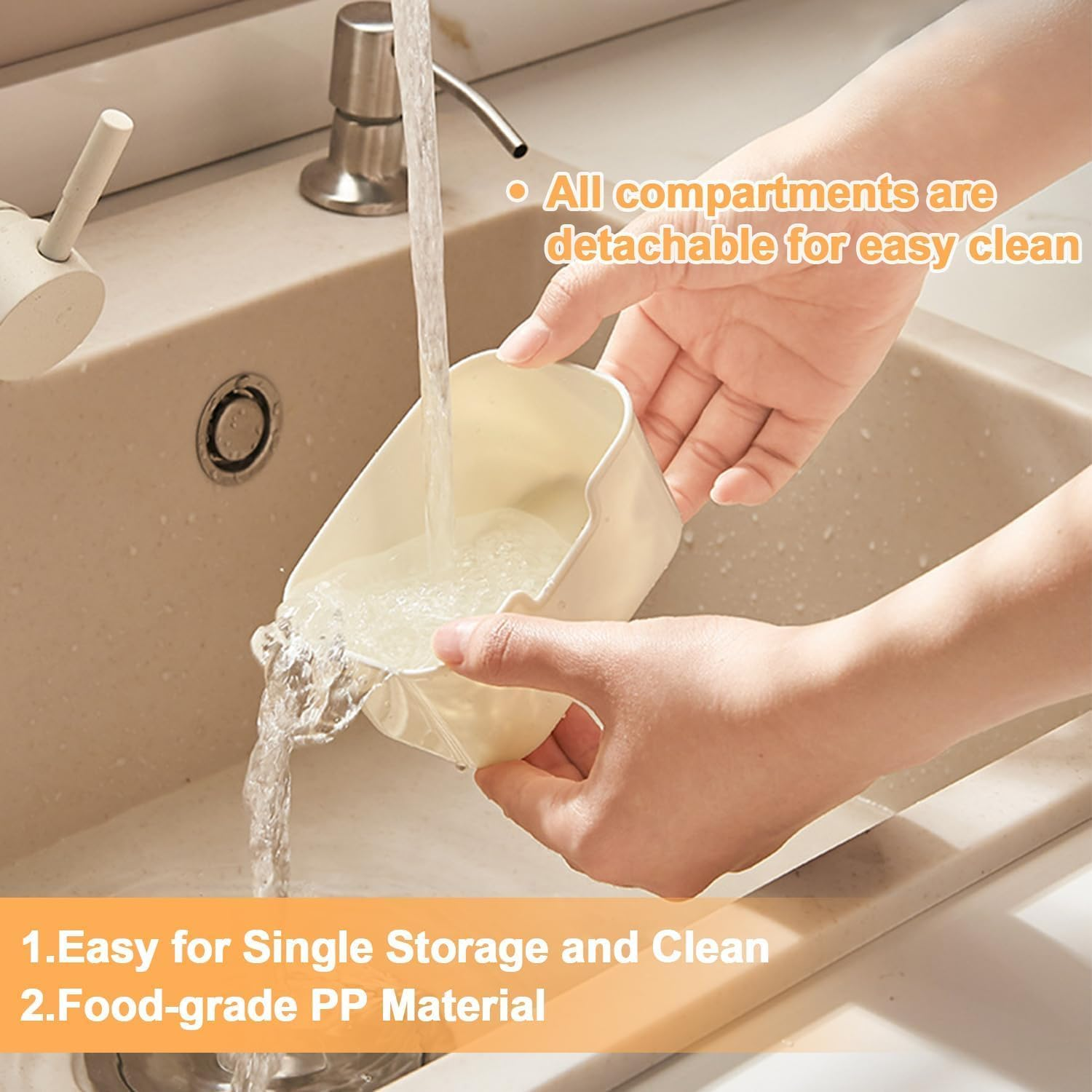 Snack Box 4 Compartment，Plastic Portable Food Storage Container Snack Platters, 4 Removable Compartment Box for Parties, Reusable Appetizer Clear Organizer for Veggie, Candy, Fruit,Nut (Medium) image number 5