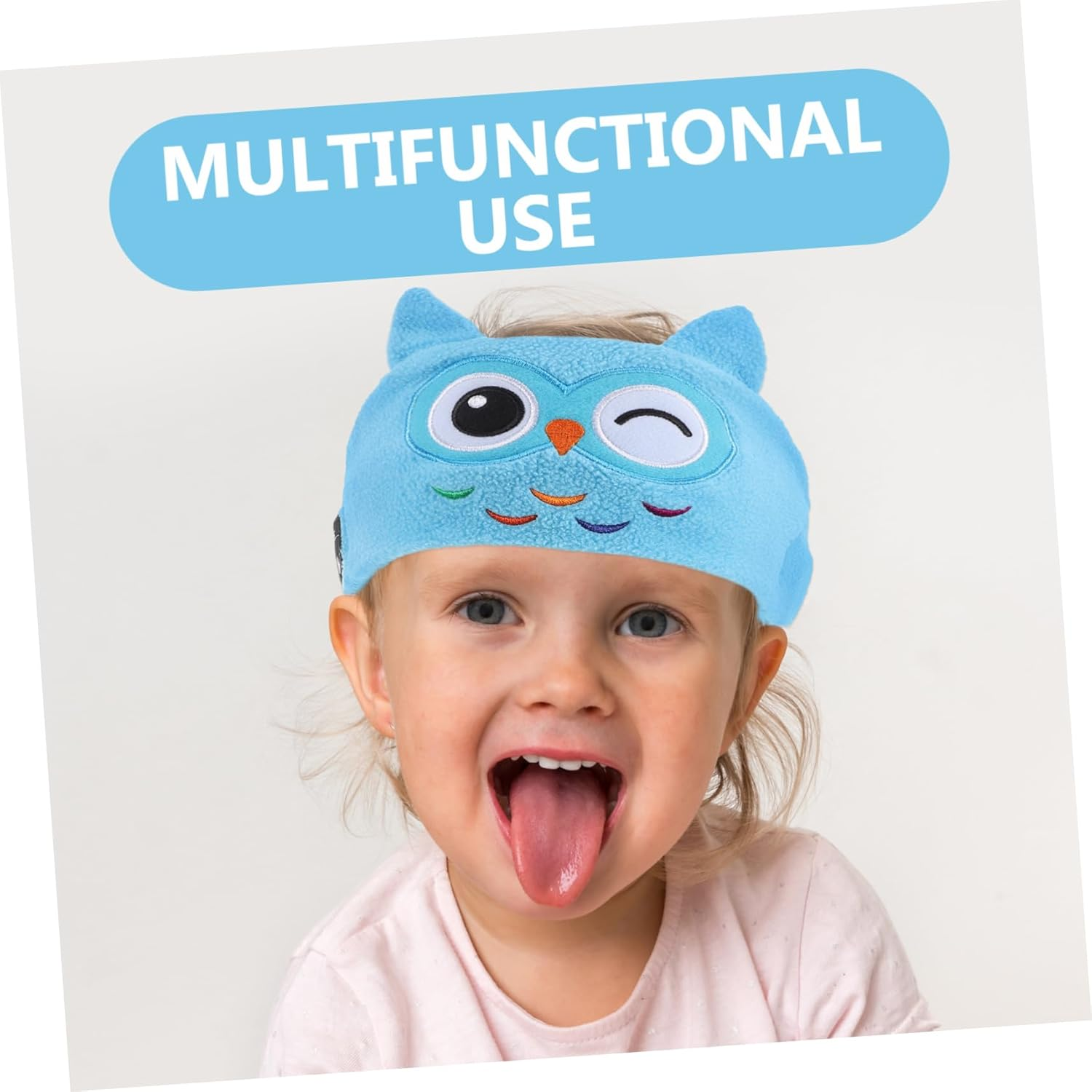 KICHOUSE Kids Music Headband for Safe Volume Control Soft Fleece Earphones for Toddlers for Sleep and Facewash Panda Design image number 6