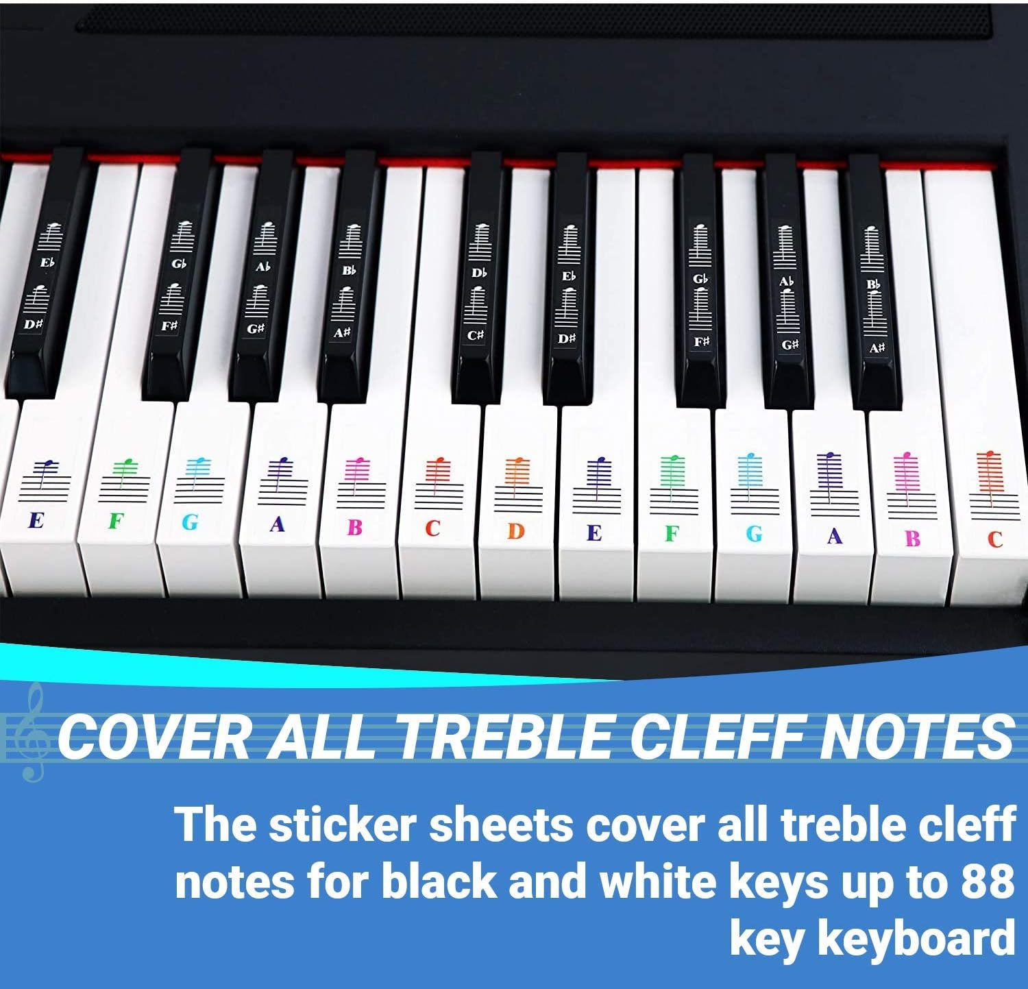 Color Piano Stickers for White and Black Keys