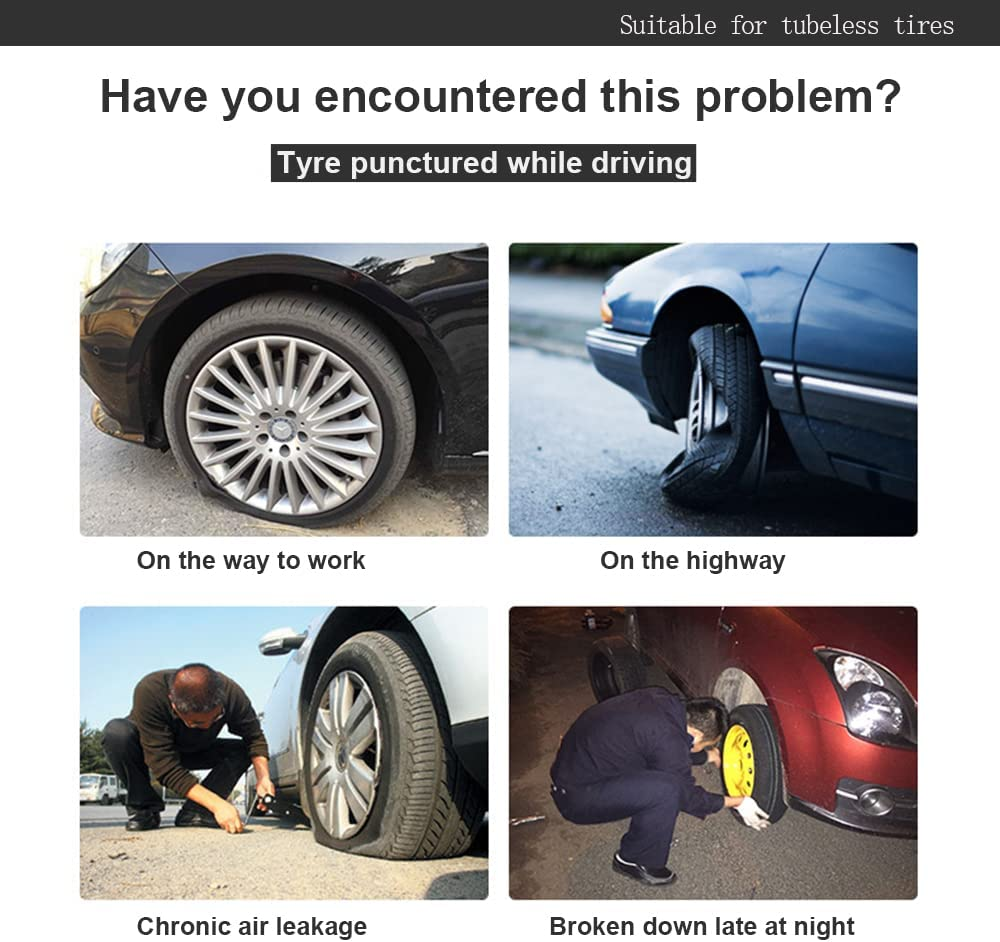 Tubeless Tire Repair Kit with 5 Plugs, Heavy Duty Puncture Repair Tool for Cars, Trucks, Motorcycles, Rvs, Tractors image number 1