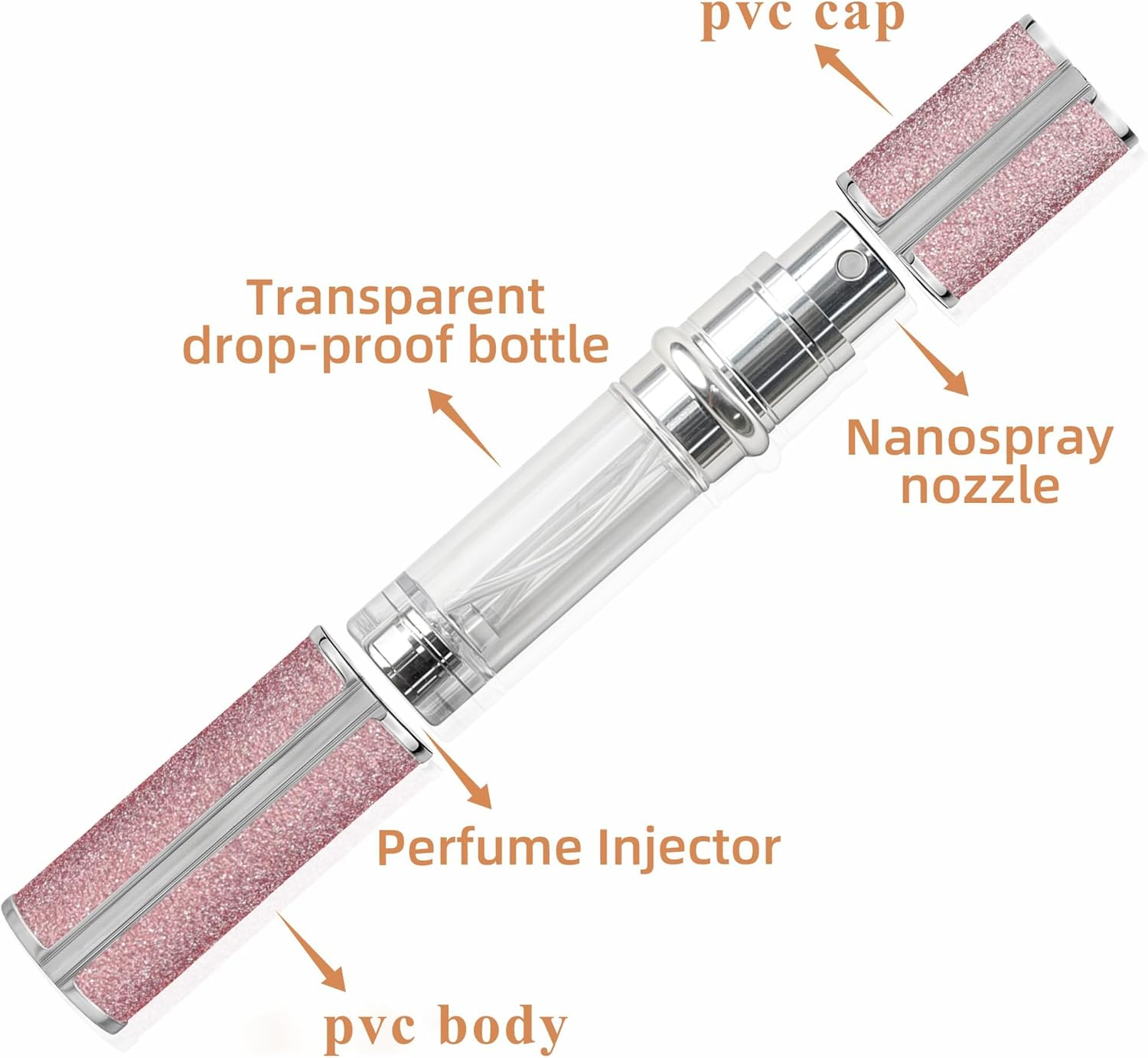 Muilsae AE00GD Sparkling Travel Perfume Bottle, 5Ml Mini Perfume Atomizer Sprayer, Glitter Diamond Pump Fill Perfume Bottle for Traveling, Vacation & Bussiness (Sparkling Gold) - Sparkling Blue 5Ml image number 5