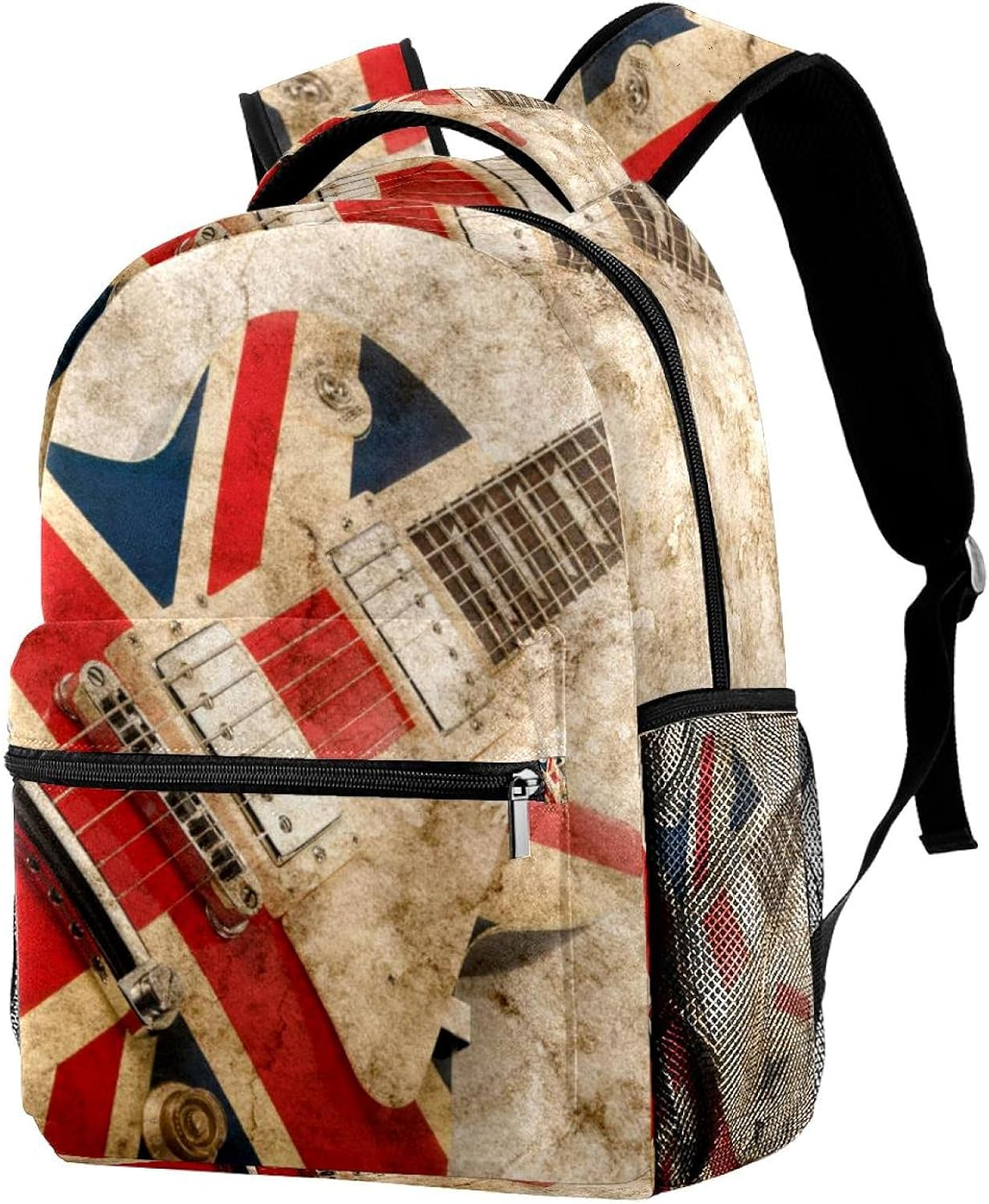 Grunge British Pop Guitar Backpack Students Shoulder Bags Travel Bag College School Tote Backpacks image number 2