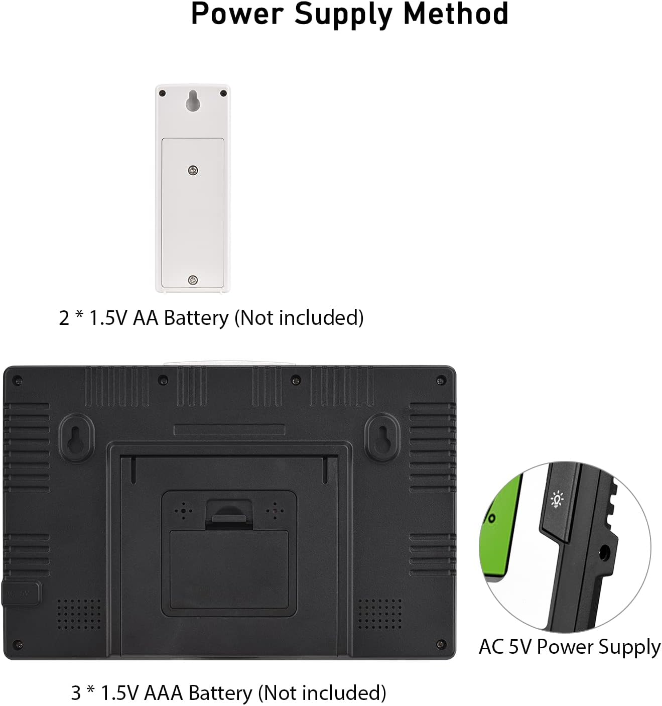 Digital Weather Station with 3 Remote Sensors 328Ft/ 100M Indoor Outdoor Temperature Humidity Monitor Alarm Clock with Snooze Thermohygrometer with Weather Forecast/Pressure/Backlight/Date/Week/ image number 2