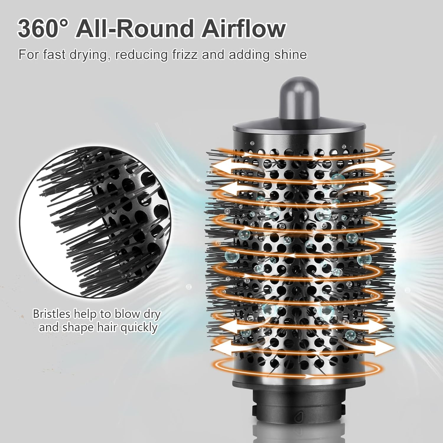 Large round Volumizing Brush Attachments for Dyson for Airwrap Styler HS01 HS05, Accessories for All Hair Types, Grey image number 3