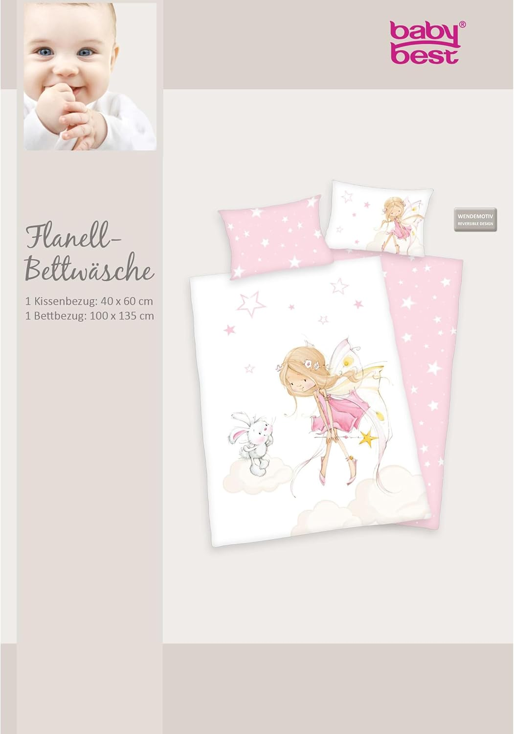 Herding Bedding Set, White/Pink, 100 X 135 Cm image number 5