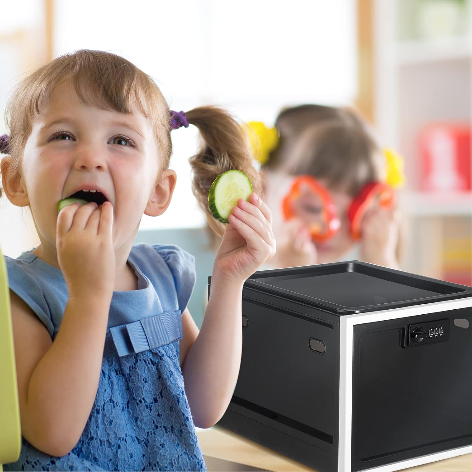 Yalikop 1 Pcs Lockable Large Medicine Storage Box for Safe Medication Refrigerator Lockable Food Storage Clear Lockable Storage Bin for Medicine, Snack Food and Home Safety (Black White) image number 5