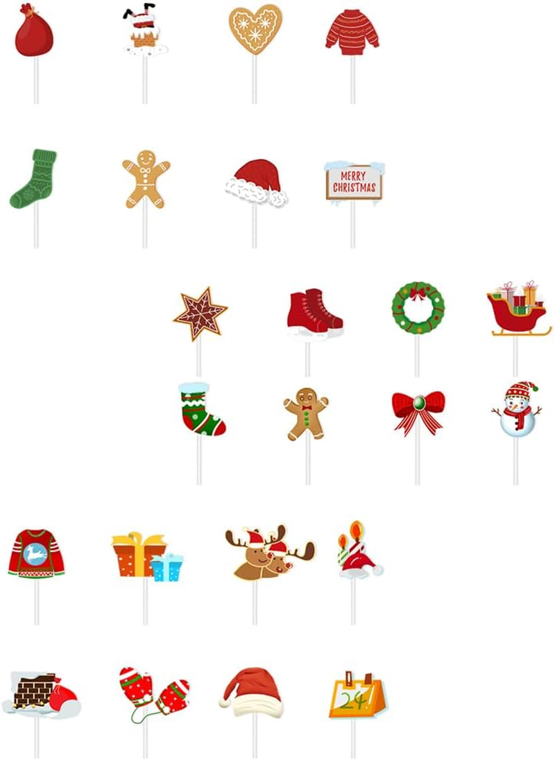 LUOZZY 24Pcs Christmas Cupcake Toppers Food Fruit Picks Cake Picks Decoration Xmas Party Favors image number 4