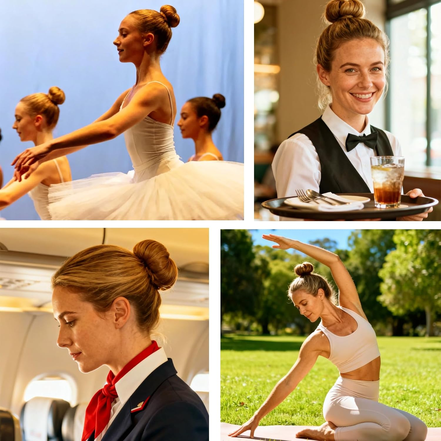 50PCS Hair Net Bun Net Hair Bun Shapers & 50PCS U Shaped Bobby Pins for Ballet Dancers Invisible Elastic Mesh Nets 50Cm Hair Accessories for Styling Ballet Bun Maker for Women Girls Kids | Light Brown image number 4