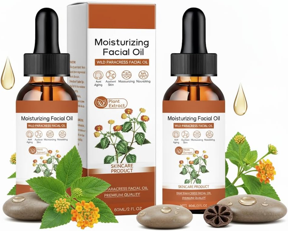 100% Organic Facial Oil, Anti-Aging Moisturizing Essential Oil for Wrinkle Reduction Firming Brightening & Smooth Fine Lines - Natural Face Serum for All Skin Types, Hydration & Skin Glow (2PCS)