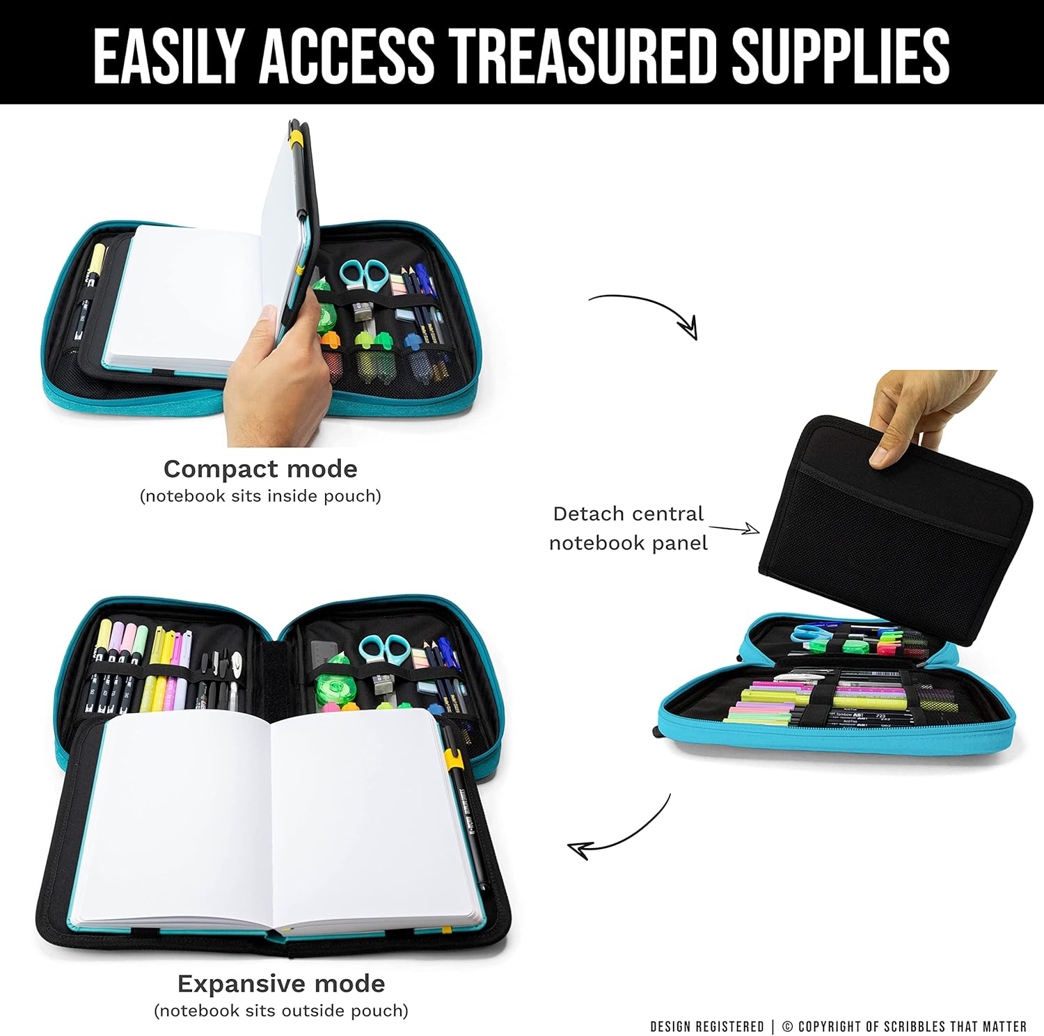 Pencil Cases Pouch | Pencil Holders Box, Pen Holder for Bullet Journals Supplies, Kawaii Stuff, School Stationery, Korean Marker & Cute Japanese Aesthetic Organizer | for A5,B5 Journal Notebooks | STM image number 2