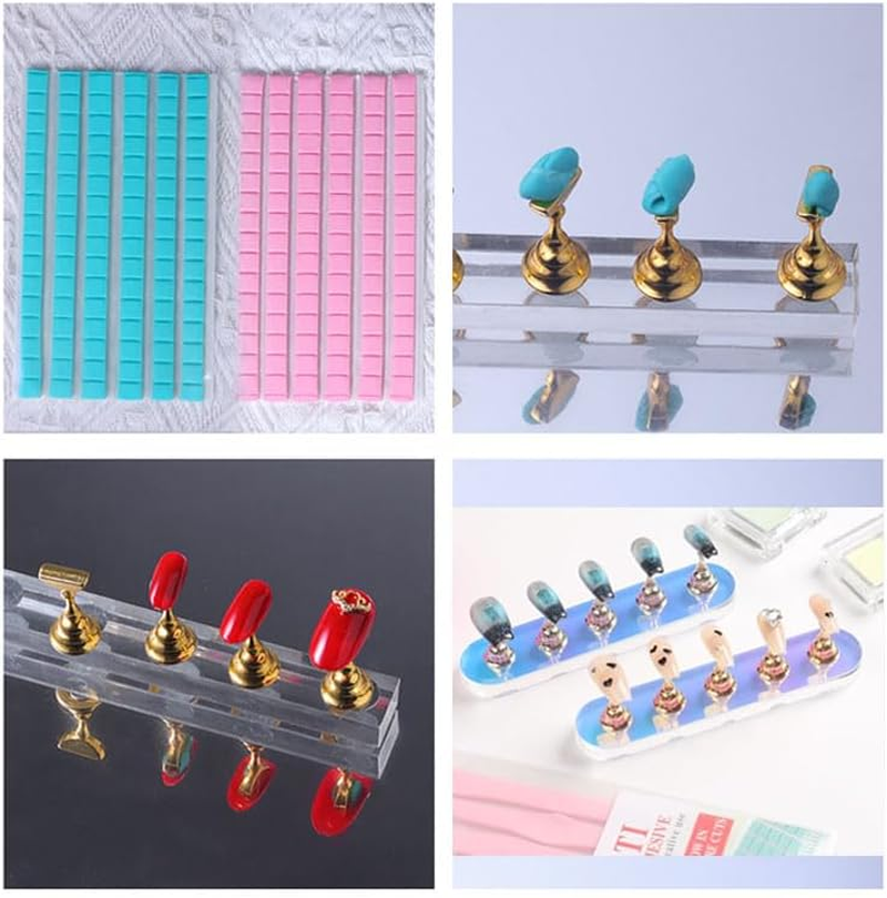 2 Sets Nail Stand for Painting & Press-On Nails,Includes 96 Pcs Reusable Sticky Putty, Magnetic Nail Art Holder for Home & Salon, Durable Nail Display Stand for Hand Practice (Round) image number 6