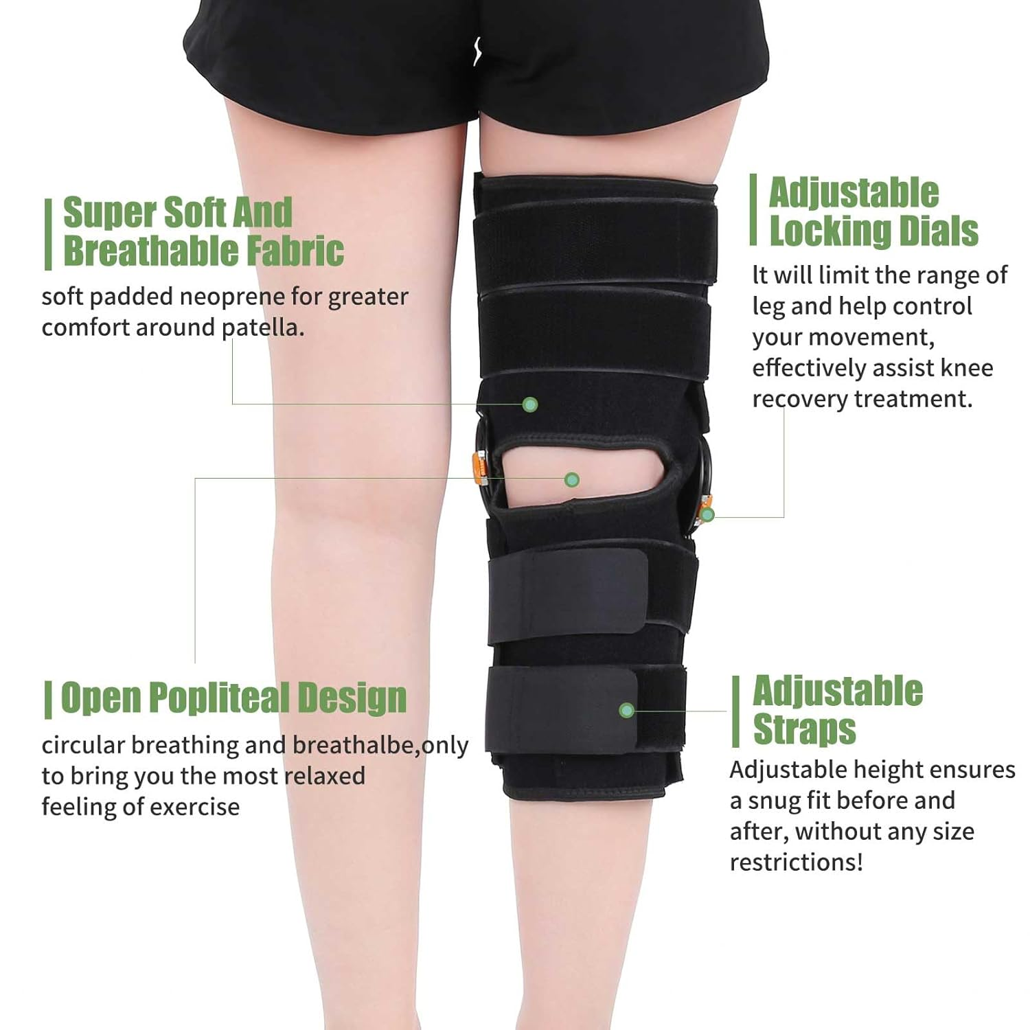 Hinged Knee Brace with Side Stabilizers ROM Knee Support Adjustable Knee Immobilizer for Knee Pain ACL MCL PCL Arthritis Meniscus Tear Post OP Recovery for Men and Women (L) image number 4