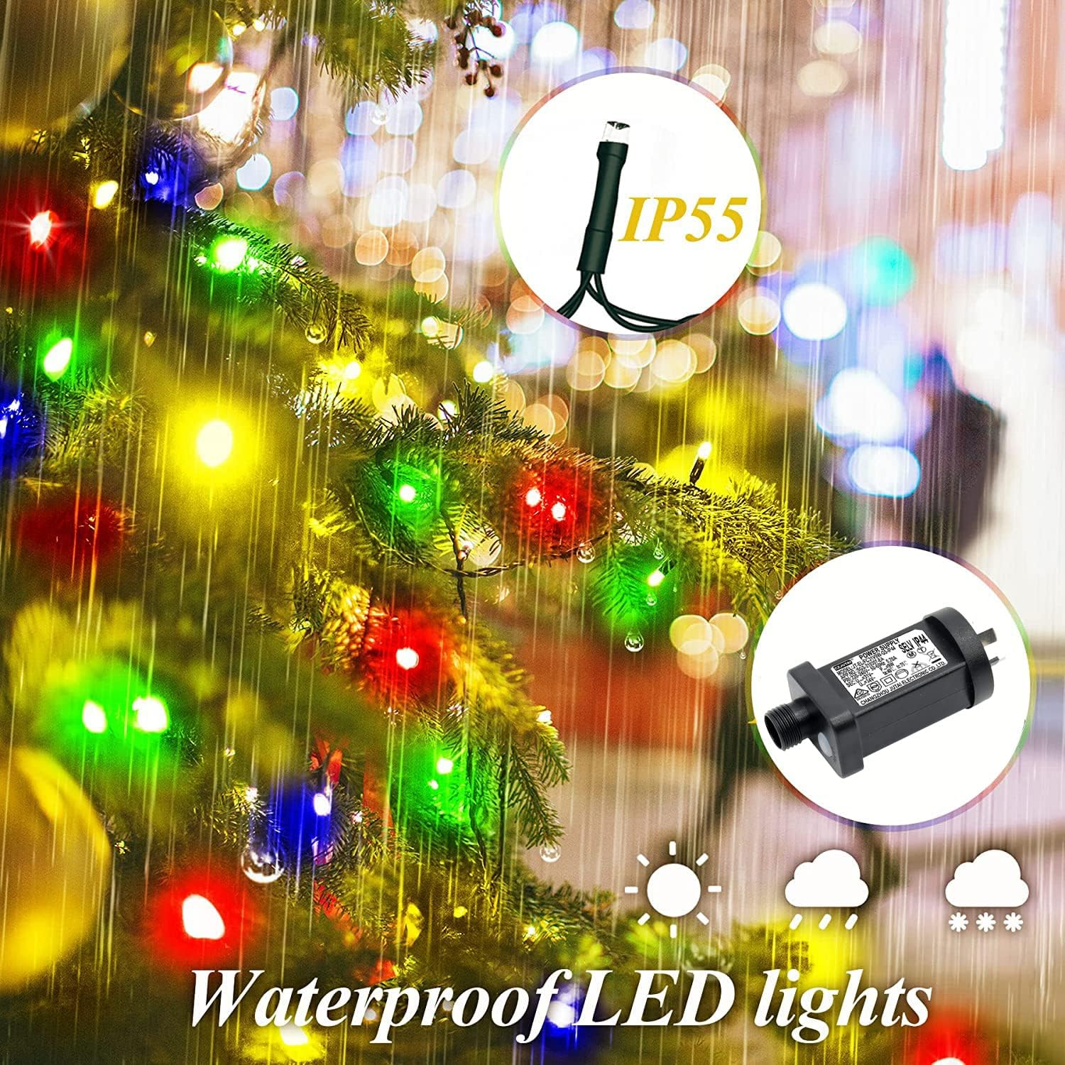 Christmas Tree Lights 280 LED, 2M X 8 Lines Easy to Install Christmas String Lights with 8 Modes, Christmas Decorations Christmas Lights for 1.8M - 2.4M Xmas Tree - Multicolor - Multi-Colored image number 2