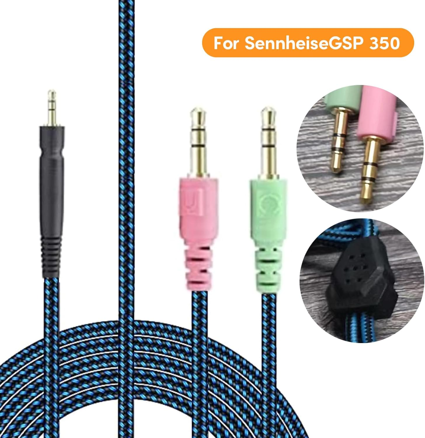Nylon Braided UNP PC Cable for Sennheise GSP350 GSP500 GSP670 Headphone Cable Better Sound Range User Friendly