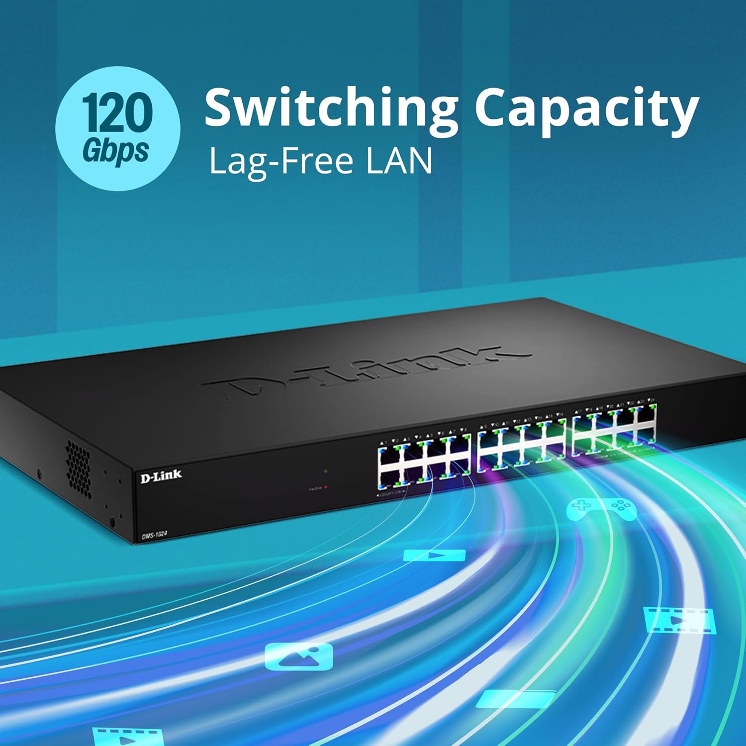 D-Link DMS-1024 24-Port Multi-Gigabit Ethernet Switch &ndash; 2.5Gbps per Port, 120Gbps Switching Capacity &ndash; Plug & Play, Fanless, IGMP Snooping, Qos &ndash; Ideal for Wi-Fi 6, NAS, Gaming image number 6