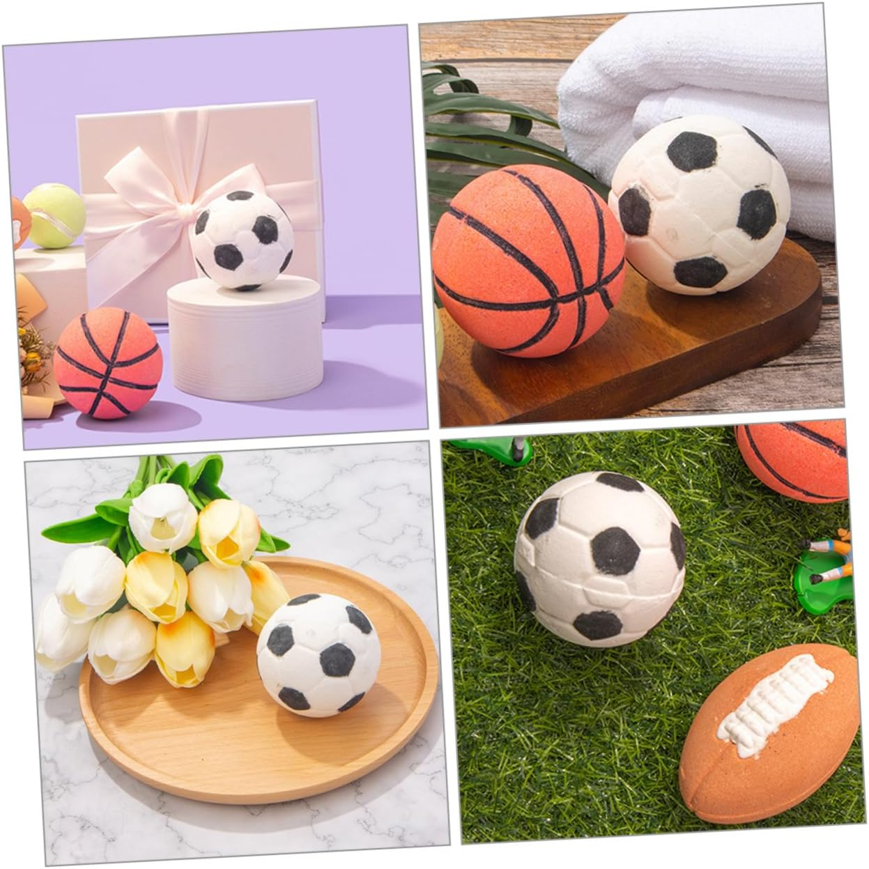 SEWOART 2Pcs Cute Bath Salt Bombs Essential Oil Football Shape Bathing Bomb Natural Shower Salt image number 6