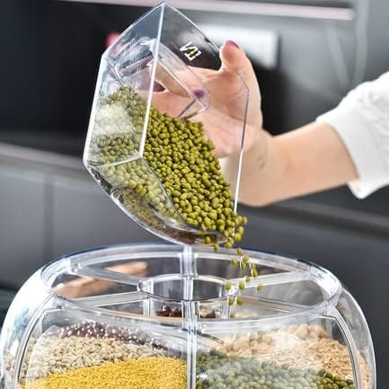 Salesbay 6 in 1 Rotating 360&deg; Dry Food Dispenser Grain Rice Storage Container Cereal Box