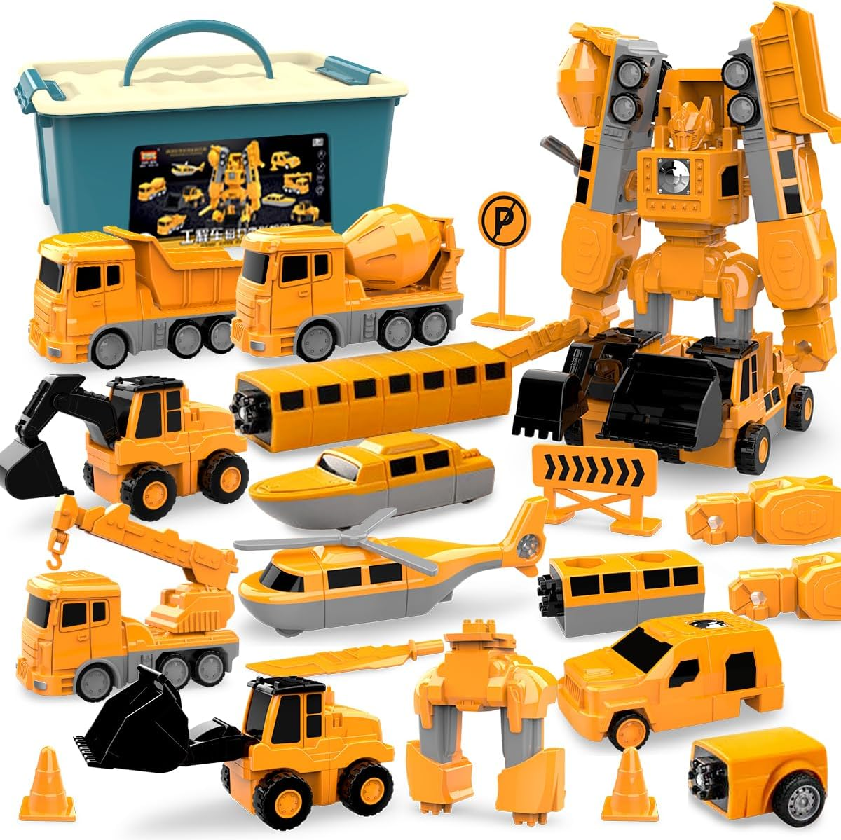 Magnetic Transform Engineering Toy Car DIY Truck Assembled Robot Toys with Storage Box, Building Blocks Construction Toys for 3 4 5 6 Year Old Boys Toy, STEM Educational Gifts for Kids(35 PCS) image number 1