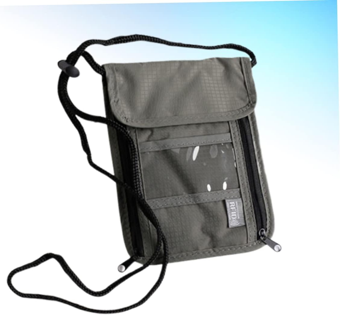 HOUDERCO Waterproof Passport Holder Travel Wallet Pocket Multifunctional Neck Hanging Bag for Men and Women Grey image number 6