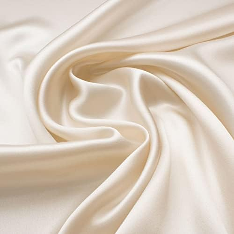 Reliable Bedding 100% Pure Silk Satin Sheet Set 7Pcs, Silk Fitted Sheet 15'' Deep Pocket,Silk Flat Sheet,Silk Duvet Cover & Pillowcases Set !!! Cal-King, Dark Ivory