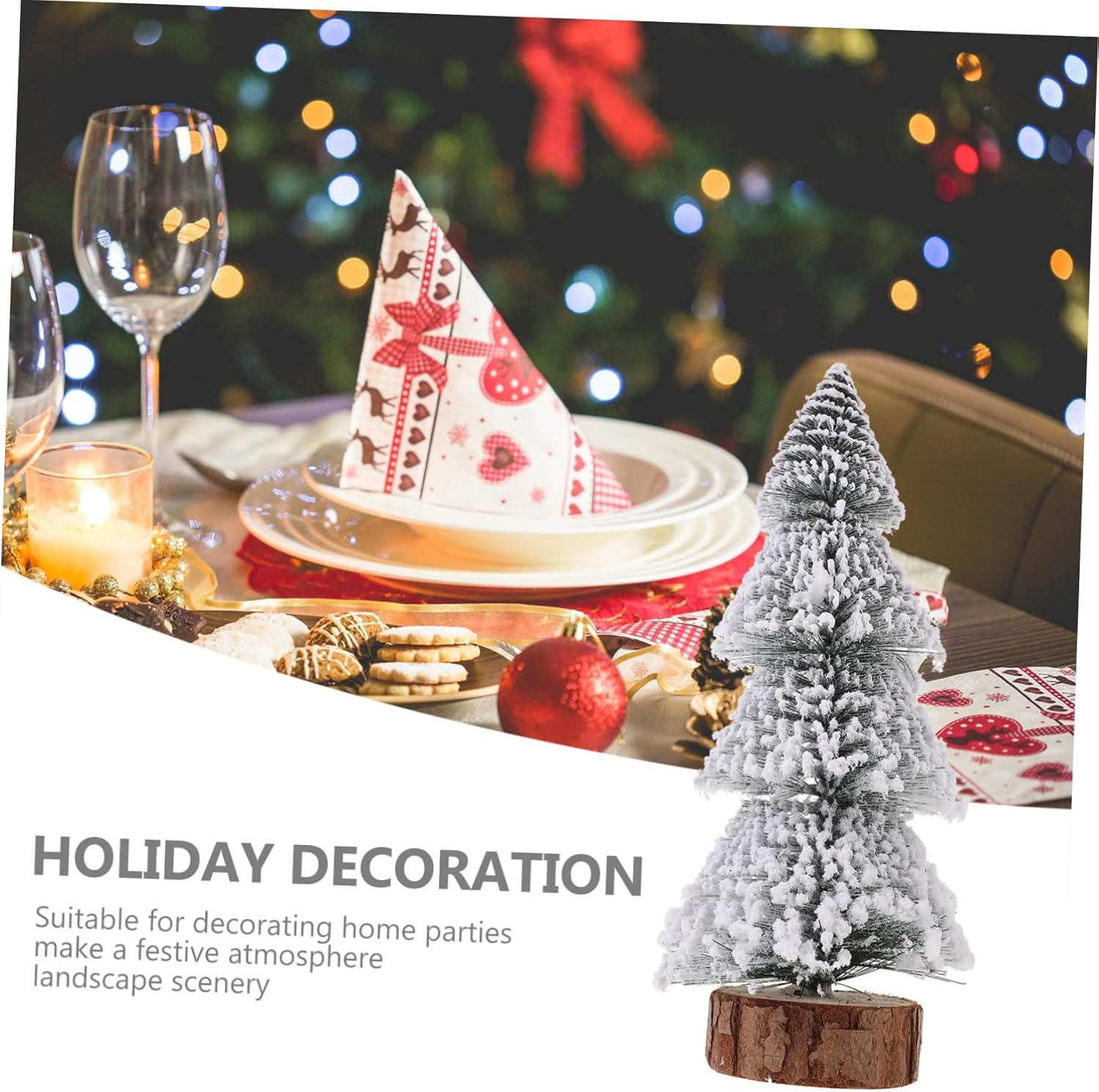 Flat Bottom Mini Christmas Trees Artificial Desktop Decorations 2Pcs Set image number 1