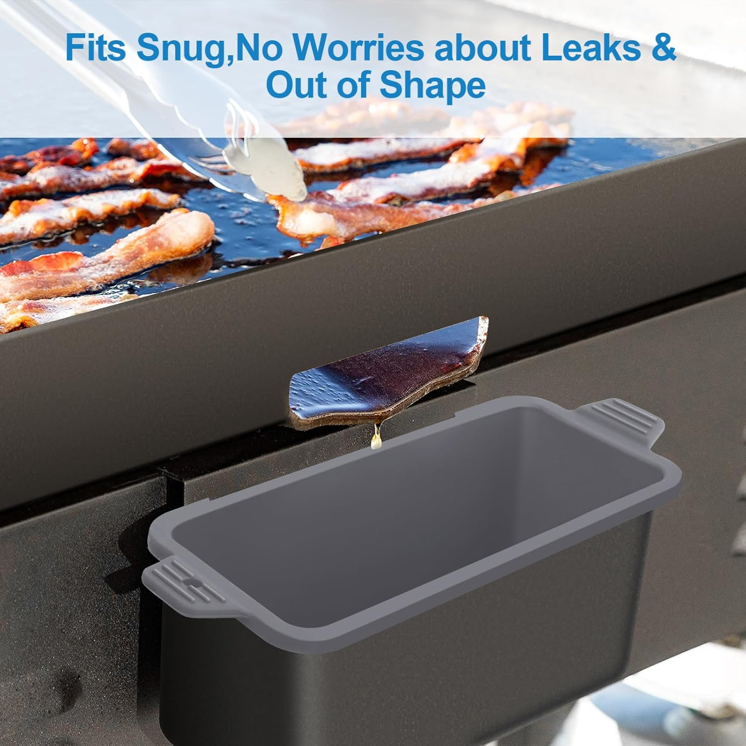 2 PCS Silicone Grease Cup Liners for Blackstone 36 28 22 17 Inch Griddle,Reusable Grease Catcher Cup Liner Grill Grease Tray,Durable Drip Pans Blackstone Griddle Accessories,Grey