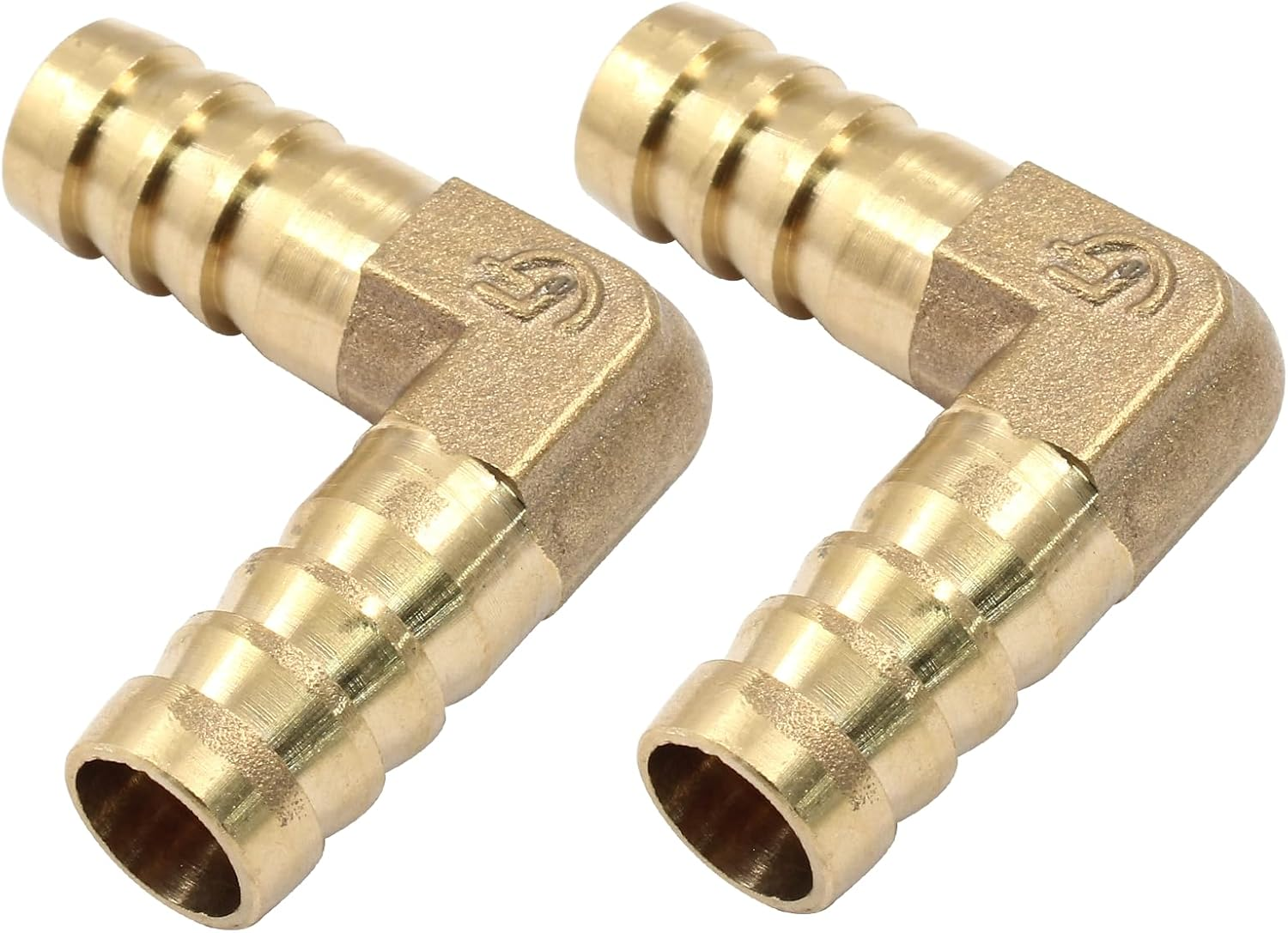 Hordion 2PCS 1/2" Hose Barb Fitting 90 Degree Elbow Connector, Right Angle Brass Barbed Fitting for Water Fuel Air image number 7