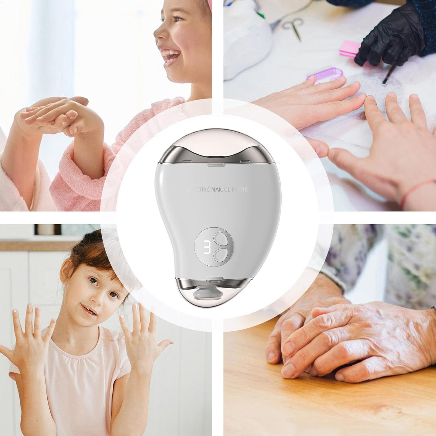 Electric Nail Clippers, Automatic 3 Speeds Nail Clippers, Nail Care Supplies, Portable Nail Polishing Machine, Nail Clippers for Children, Nail Clippers for Adults, Nail Clippers for Seniors, image number 1