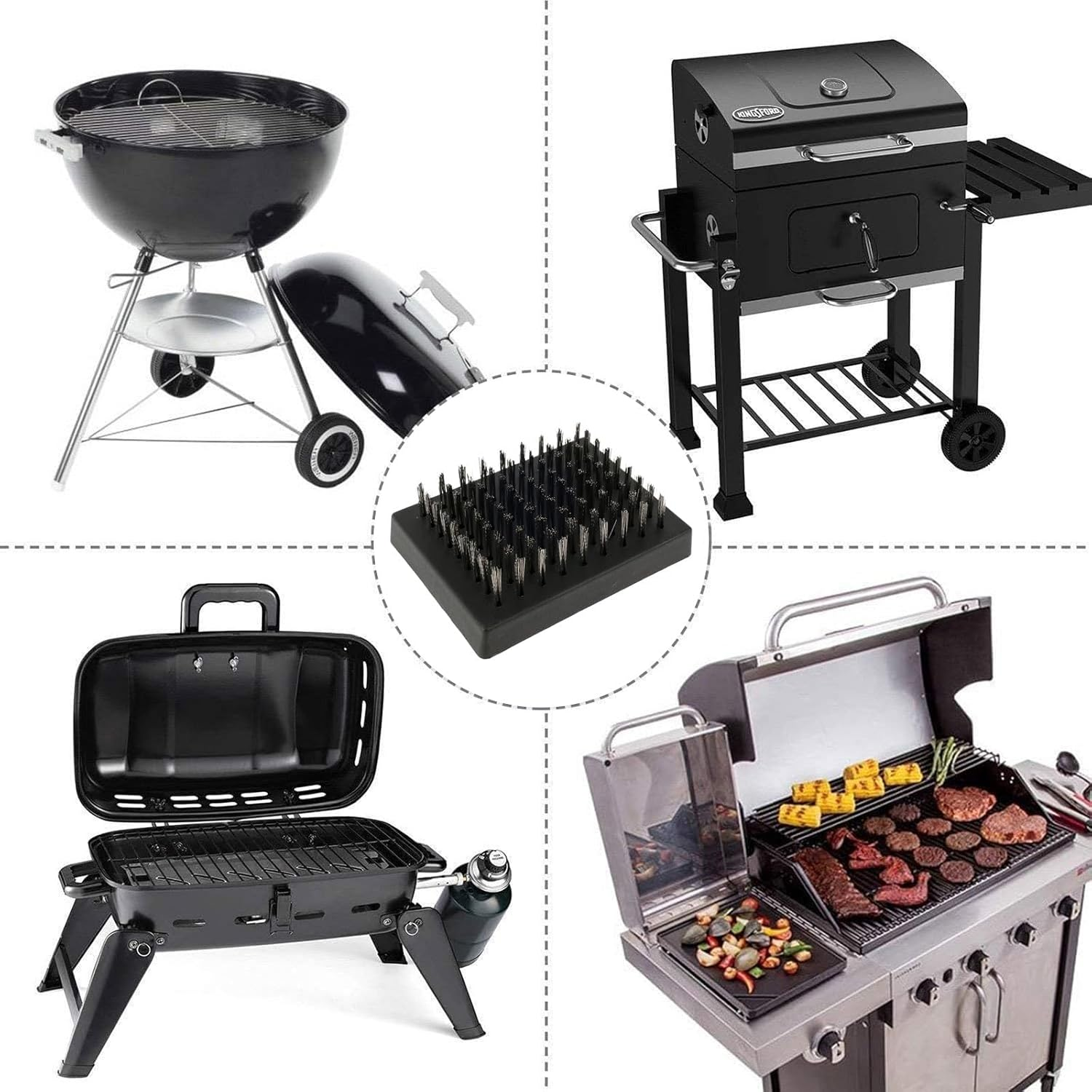 6Pcs Grill Brush Replacement Heads,Grill Cleaning Brush Replaceable Heads,Portable Grill Brush Head,Stainless Steel Wire Grill Cleaning Brush Head for Camping Picnic BBQ Tools