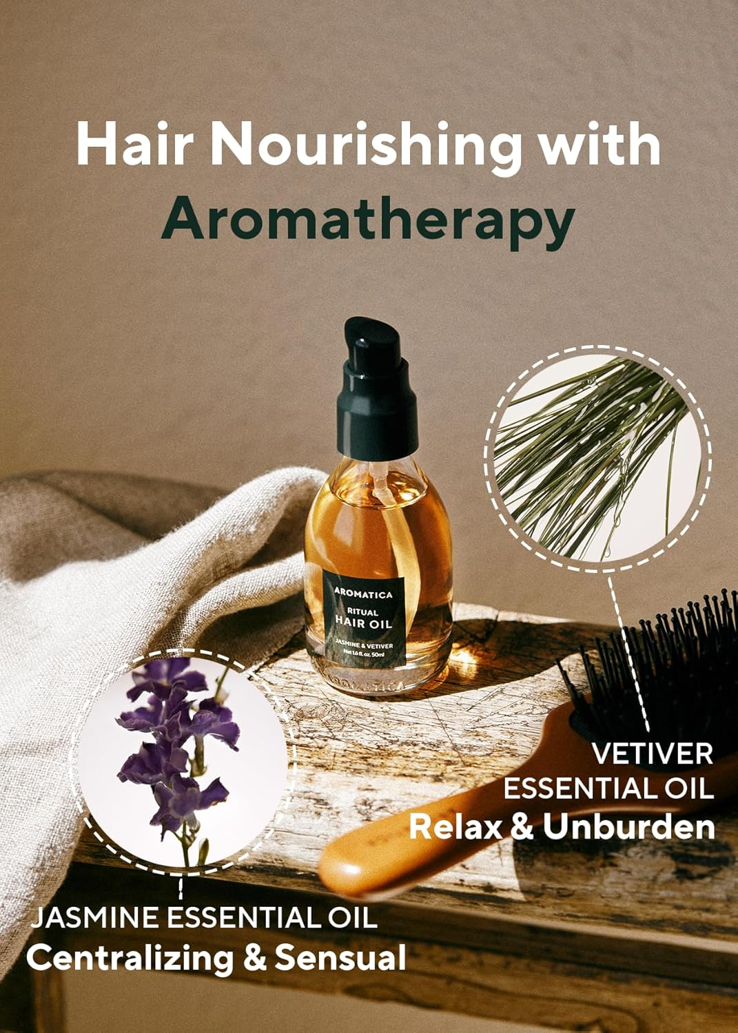 AROMATICA - Ritual Hair Oil Jasmine & Vetiver 50Ml image number 1