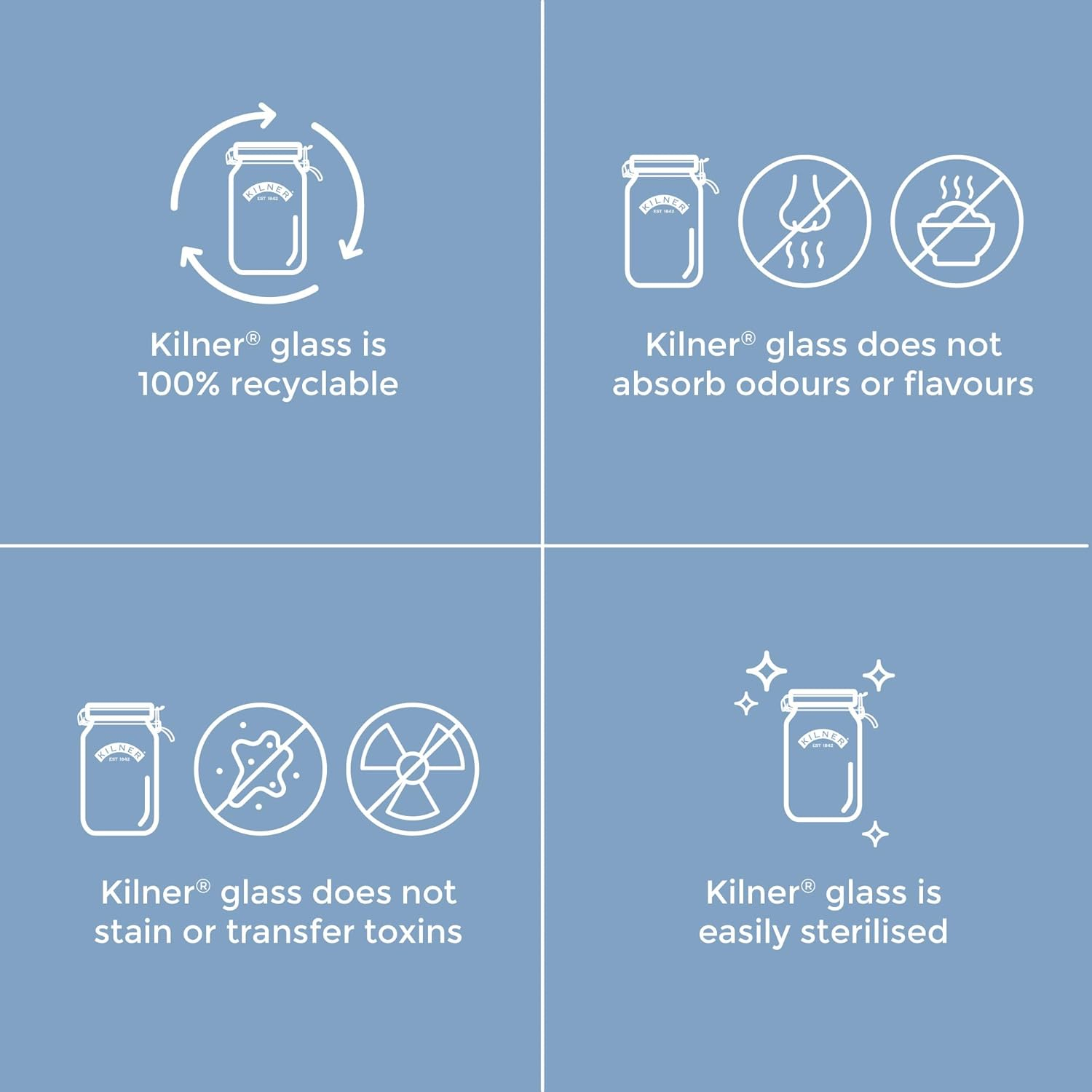 Kilner 3 Litre Square Clip Top Preserving Jar image number 3