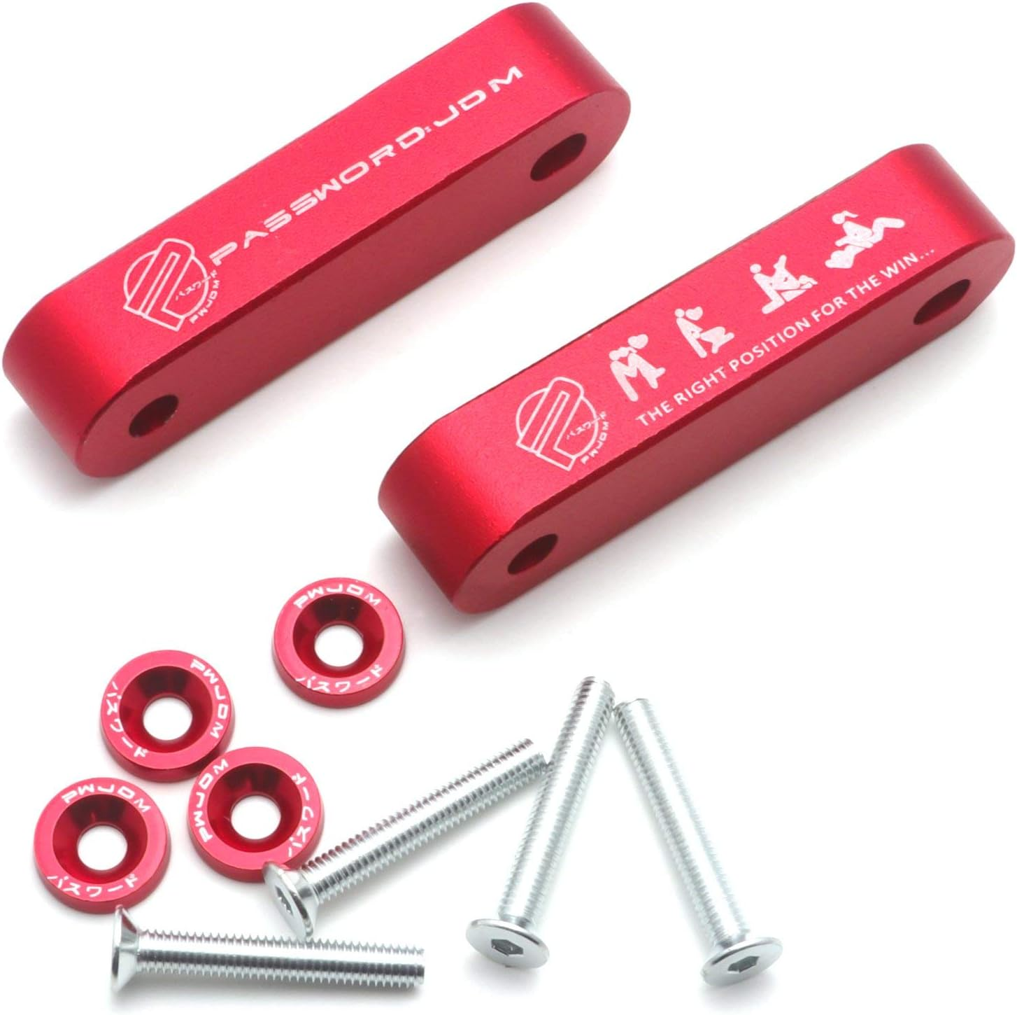 X Xotic Tech JDM Front Hood Vent Space Riser Spacer Modification Kit, Aluminum Alloy Billet Compatible with Honda Civic CRX, Acura Integra (Red) image number 4