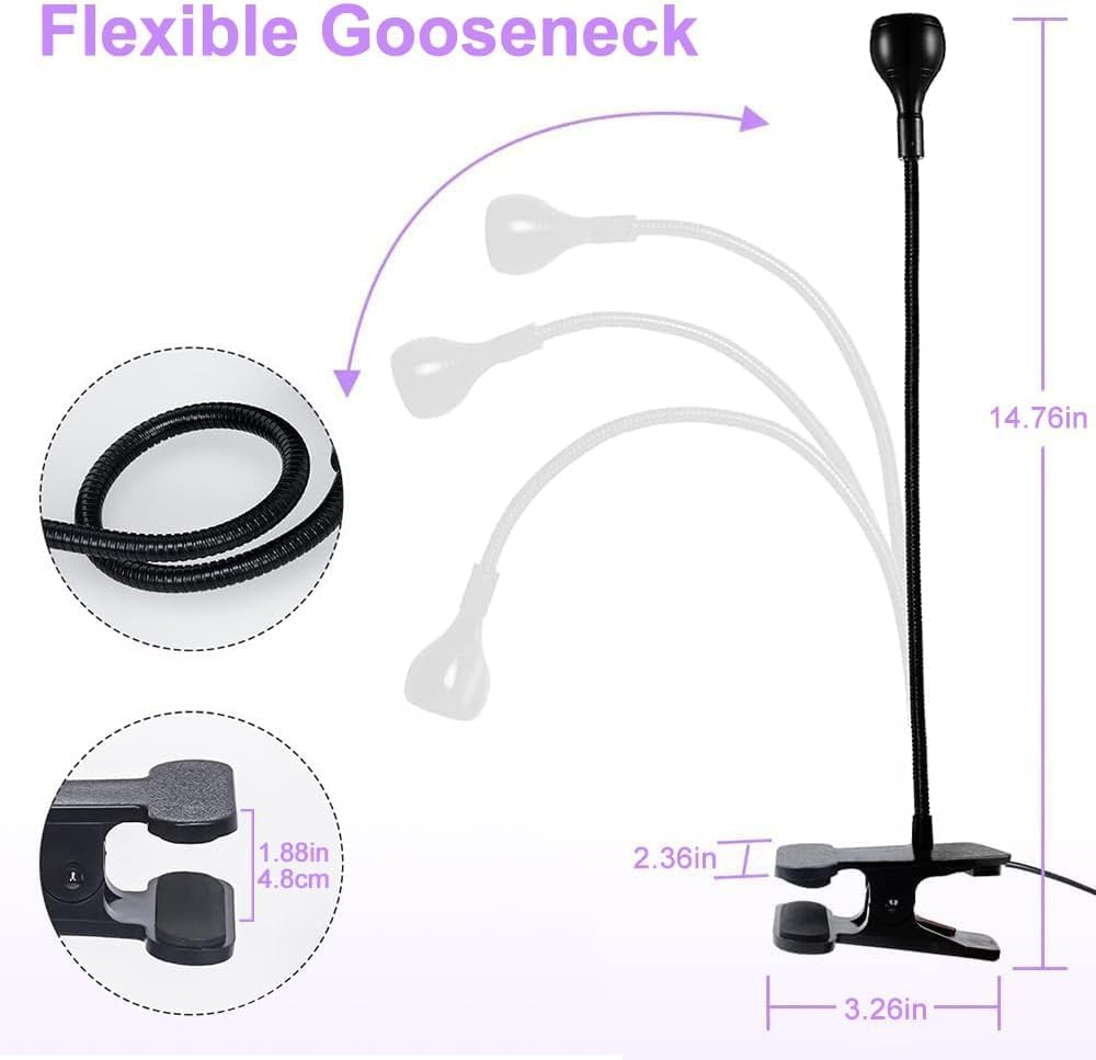 CIVPOWER USB 3W LED UV Ultraviolet Phone Glue Curing Lamp,Uv Led Nail Lamp for Gel Nails,Portable Clamp Flexible Desk Lamps for Mobile Repair,Plug and Play Black (1) image number 3