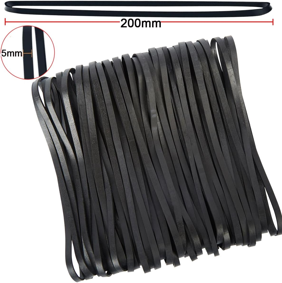 Rubber Bands Black Garbage Can Bands Elastic Large 200Mm 45Pcs Trash Cans Elastics Bands for Office Supplies Home image number 3