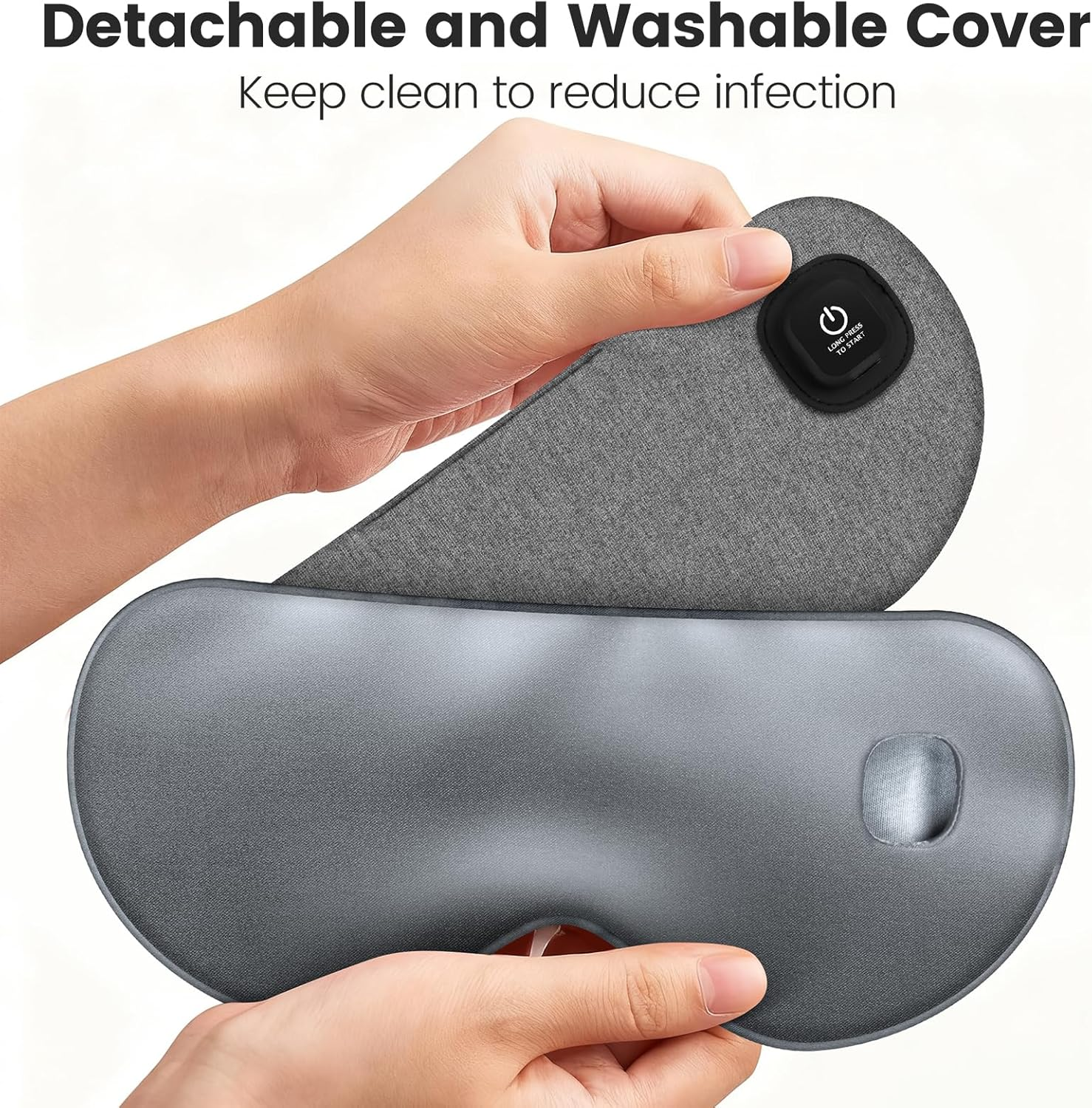 Heated Eye Mask for Dry Eyes, Silk Warm Eye Compress Sleep Mask with 3 Heat Levels & Auto Shut-Off, Washable Light-Blocking Heated Eye Mask for Blepharitis & Eye Fatigue Relief, Grey image number 5