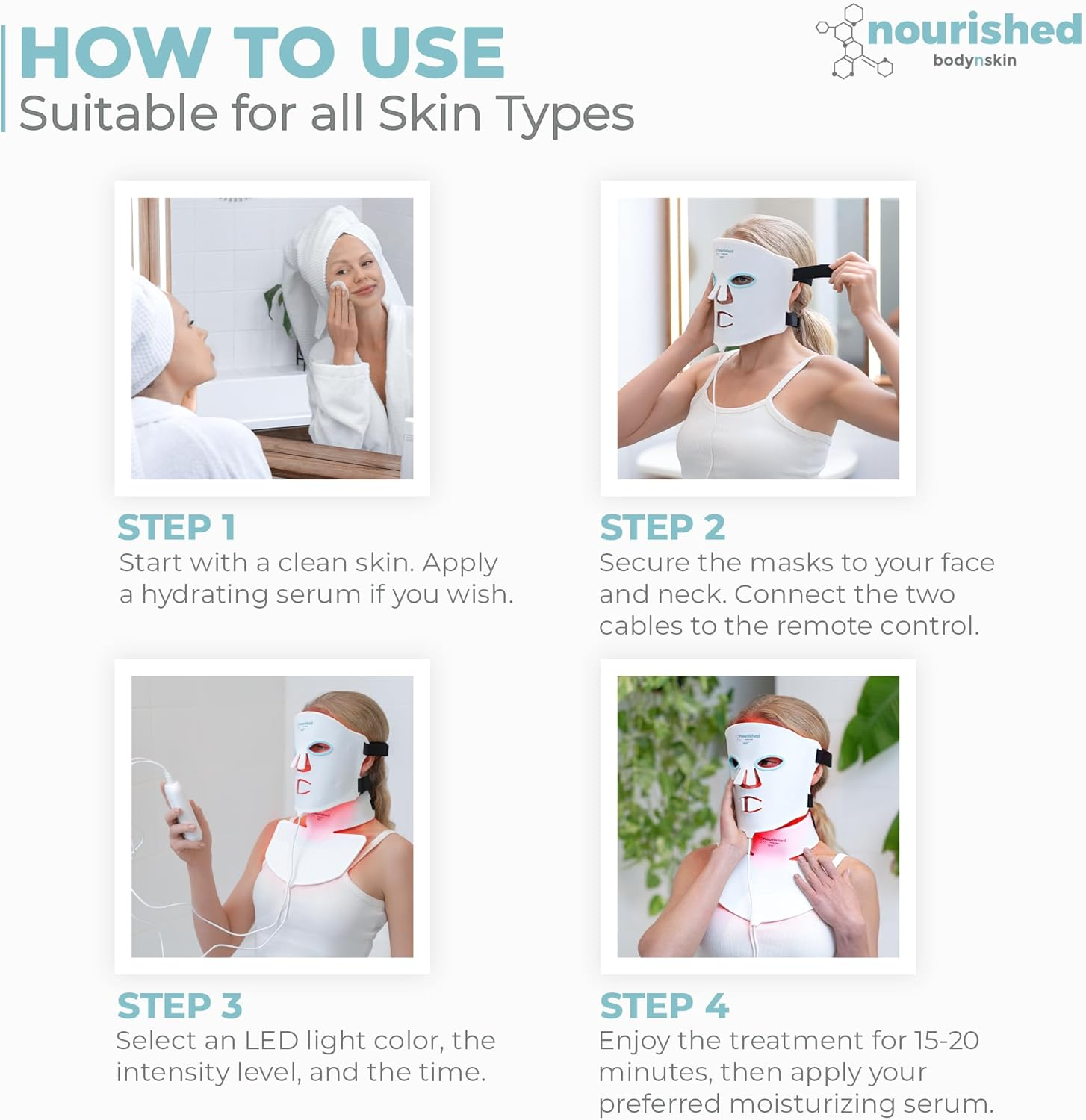 LED Face and Neck Mask with Near-Infrared - Blue, Red Light Therapy for Face - 228 Leds - Skincare Tool for Wrinkles, Anti-Aging image number 2