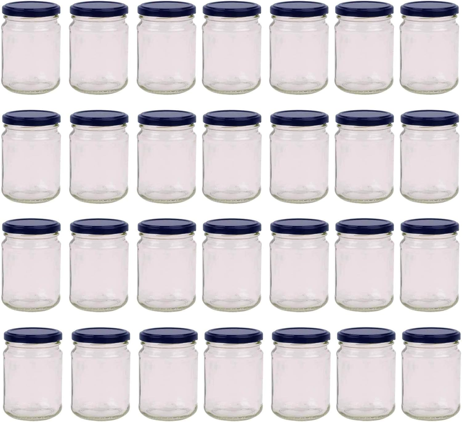 28X 250Ml Flint Glass Jars + Twist Lids - round Food Storage Small Spices