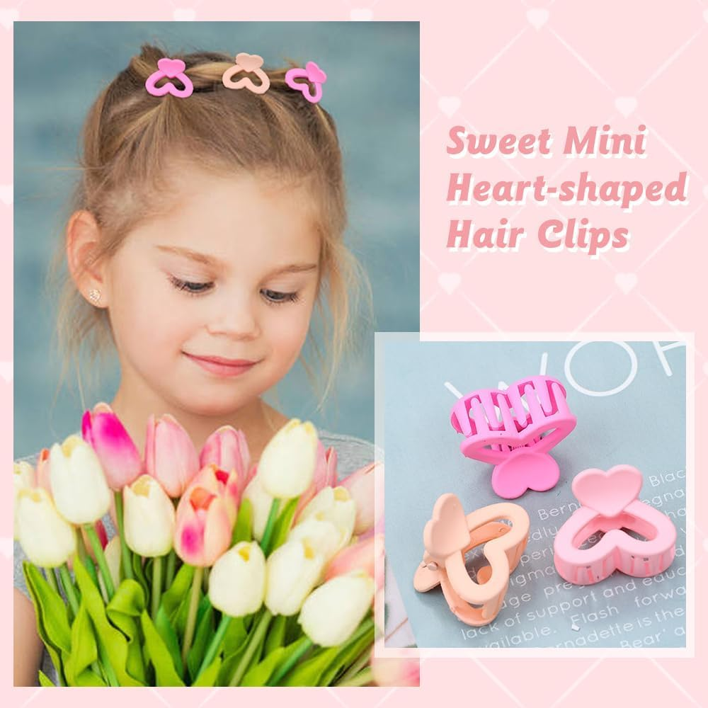 NTY Collections 3 Pieces Neutral Color 2.5Cm/0.1" Small Non-Slip Heart Plastic Hair Claws Clips Mini Hair Clamps Barrettes Hair Accessories for Women Girls Teens Kids Toddlers (Colour May Vary) image number 6