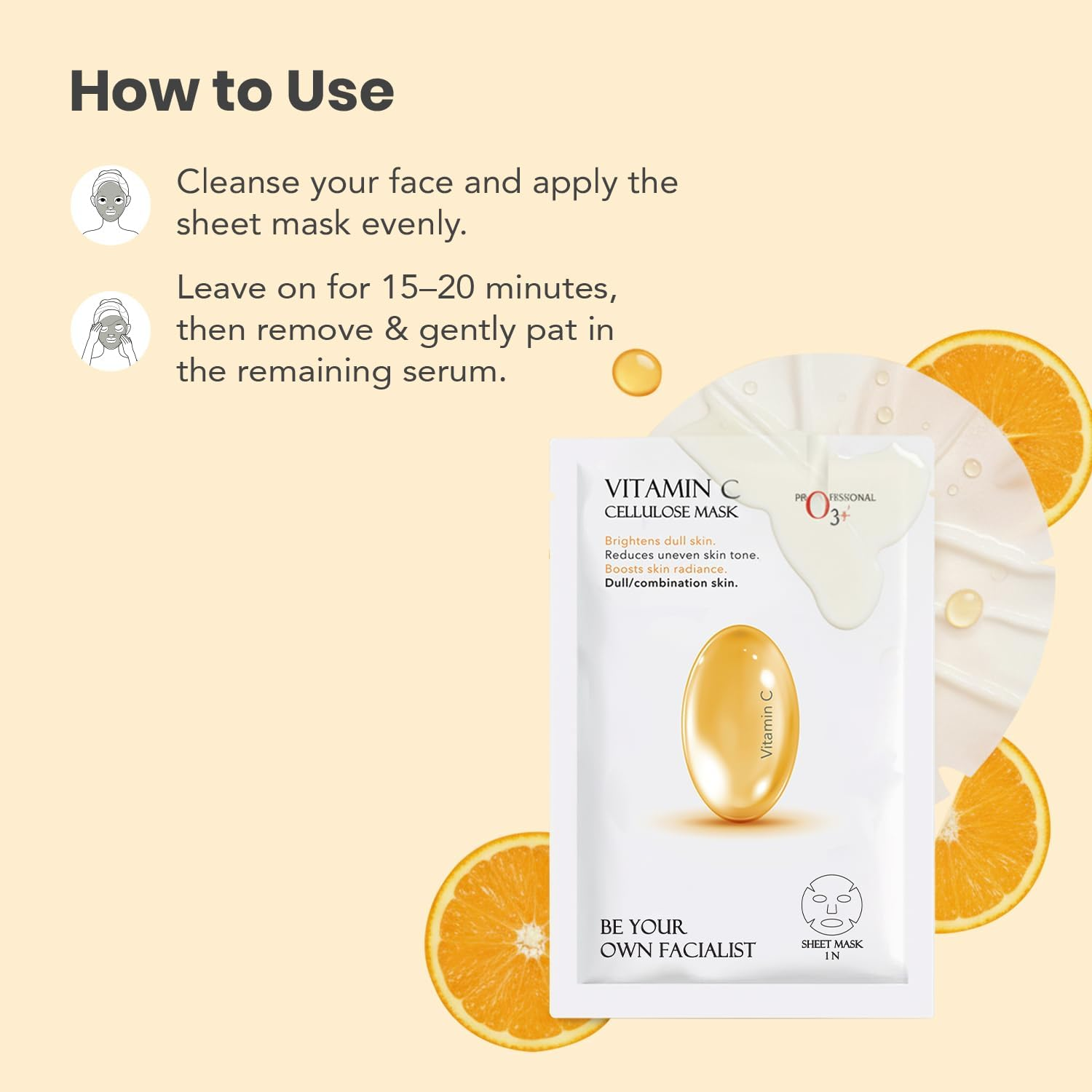 O3+ Facialist Vitamin C Cellulose Sheet Mask for Pigmentation and Uneven Skin (30G) image number 1