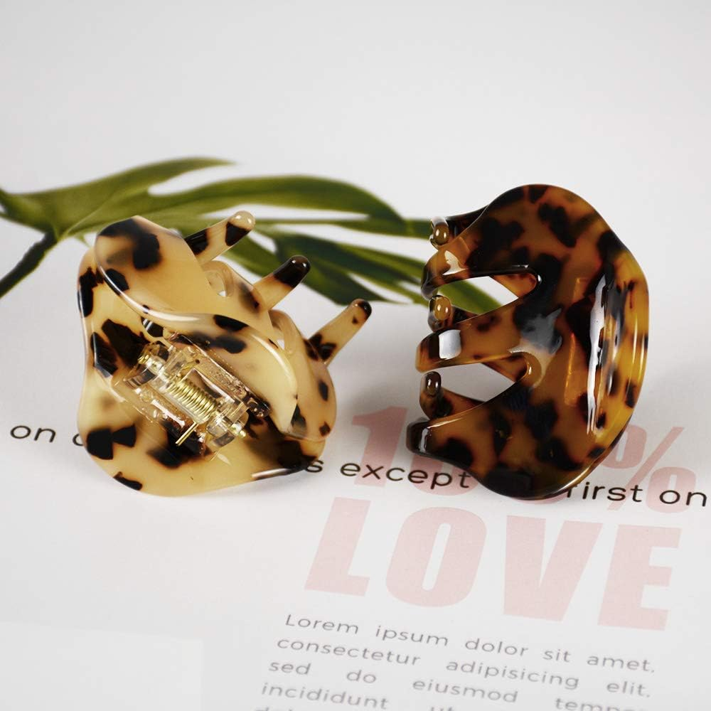 4 Pack 2.1 Inch Hair Claw Clips Tortoise Shell Cellulose Acetate Resin Hair Barrettes Medium French Design Hair Jaw Leopard Print Fashion Hair Styling Accessories for Women Girls image number 6