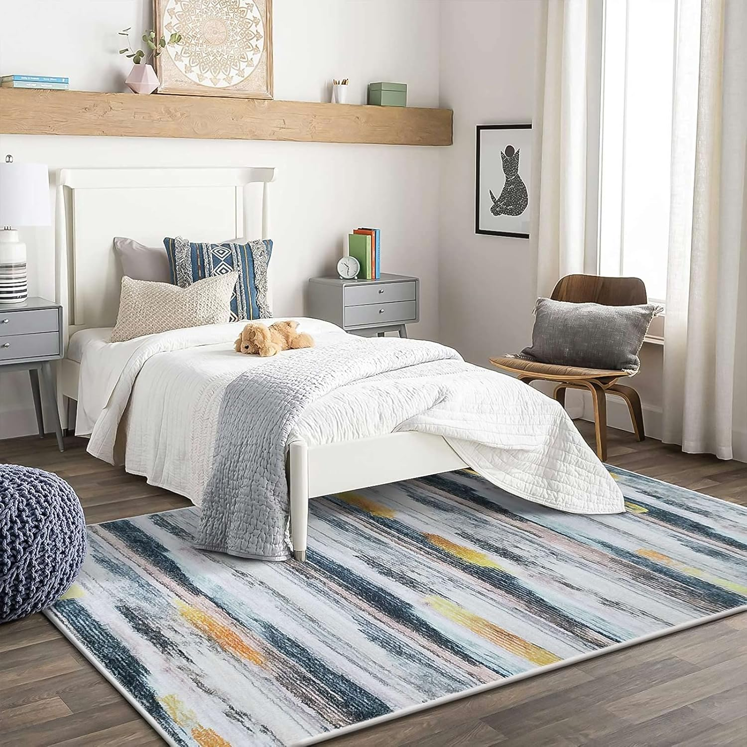 Calore Area Rugs Soft Carpet Modern Cashmere Rug for Bedroom Living Room Floor Mat Indoor Home Decorative Rugs (Black Gold, 160 X 200 Cm) image number 2