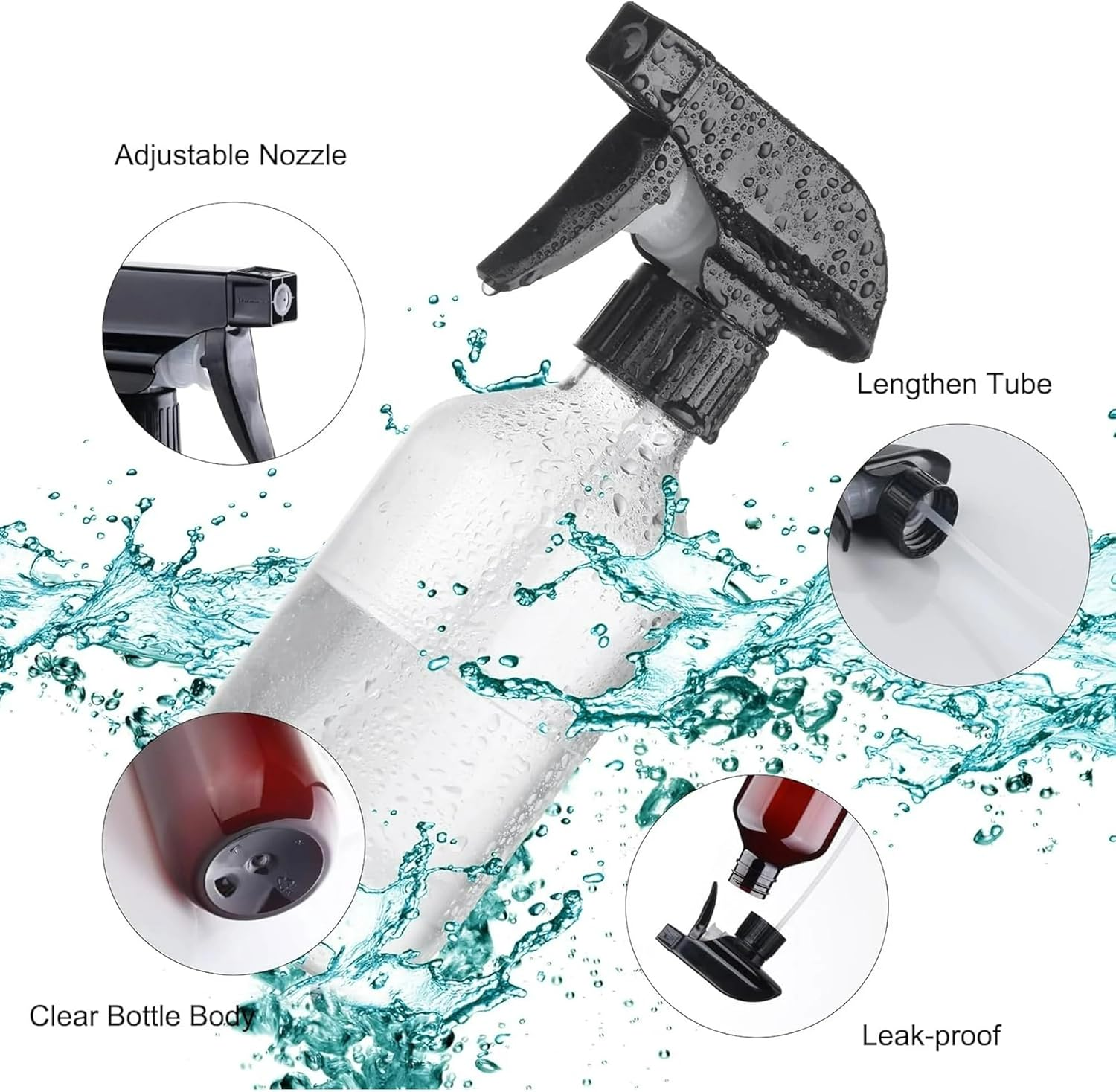 3 Pack Spray Bottles Water Spray Bottle for Plant 10 Oz/300 Ml Plastic Refillable Containers Fine Mist Small Spray Bottle with Adjustable Nozzle for Hair Cooking Cleaning (Clear) image number 3