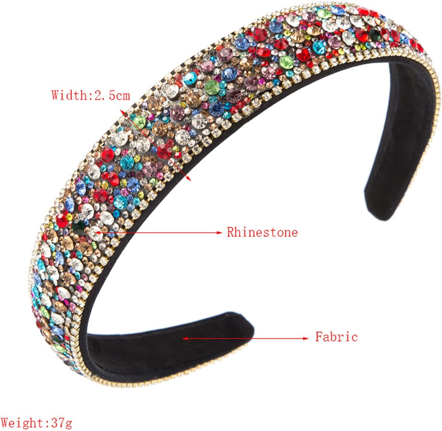 TRADERPLUS Sparkly Rhinestone Headband Glitter Crystal Embellished Hairbands Jewelry Chain Wide Hairband Handmade Gorgeous Hair Accessories for Birthday Party (Multicolor, One Size) image number 2