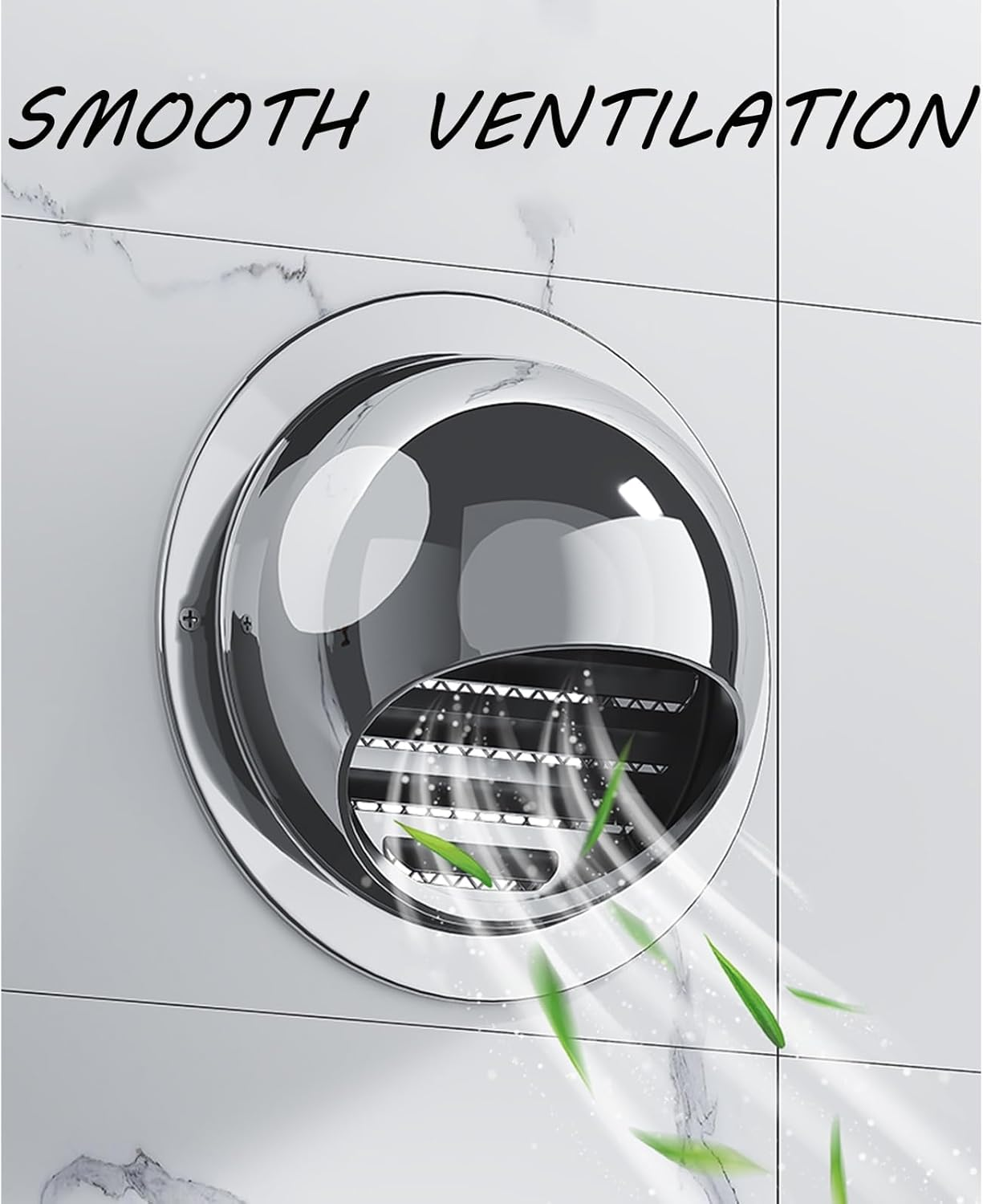 Vent Hood, Stainless Steel Ventilation Cap, round Louver Grille Cover, Wall Mount Exhaust Covers Vents Outlet, Wall Mount Air Ducting Ventilation Outlet image number 3