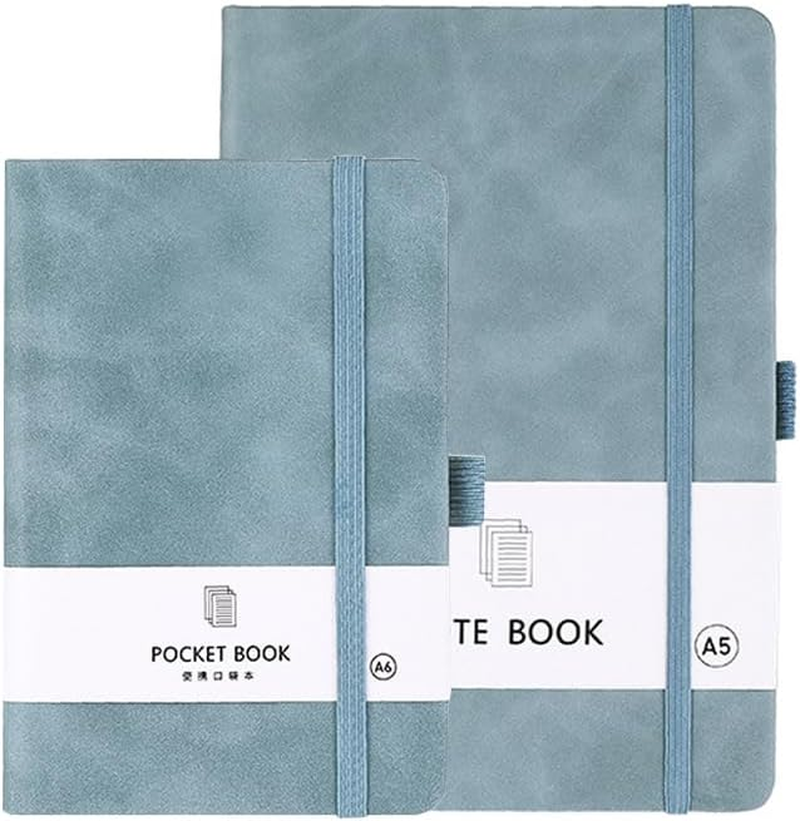 2 Pack Notebook-A6/A5 Lined Journal Notebook,100 Pages 80 GSM Journal Notebook Hardback Notepad with Bookmark, Pen Loop,Premium Leather Hardcover Notebook for Writing Study Office Travel Recording (Blue) image number 5