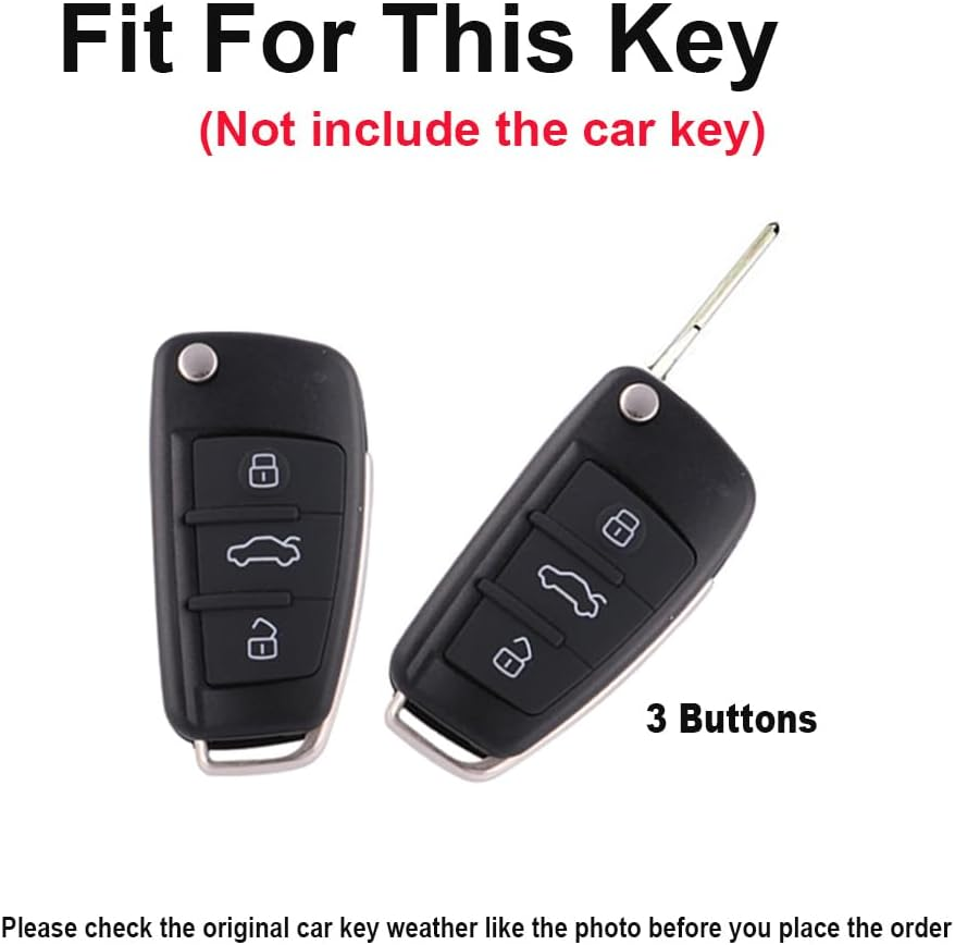 Flip Key Case Folding Key Fob Holder Fit for Audi A1 A3 A4 B8 A5 A6 C7 A8 D4 Q5 Q7 SQ5 S4 B8 S5 S6 C7 S7 S8 Remote Key Cover Metal Keychain Keyring Accessories 3 Buttons C Red image number 4