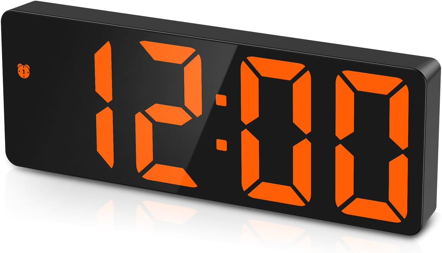 Digital Alarm Clock, Bedside Alarm Clocks with Colorful LED Display, Usb/Battery Powered Digital Clock with Voice Control, Snooze, Temperature, 3 Adjustable Brightness, Date for Heavy Sleepers